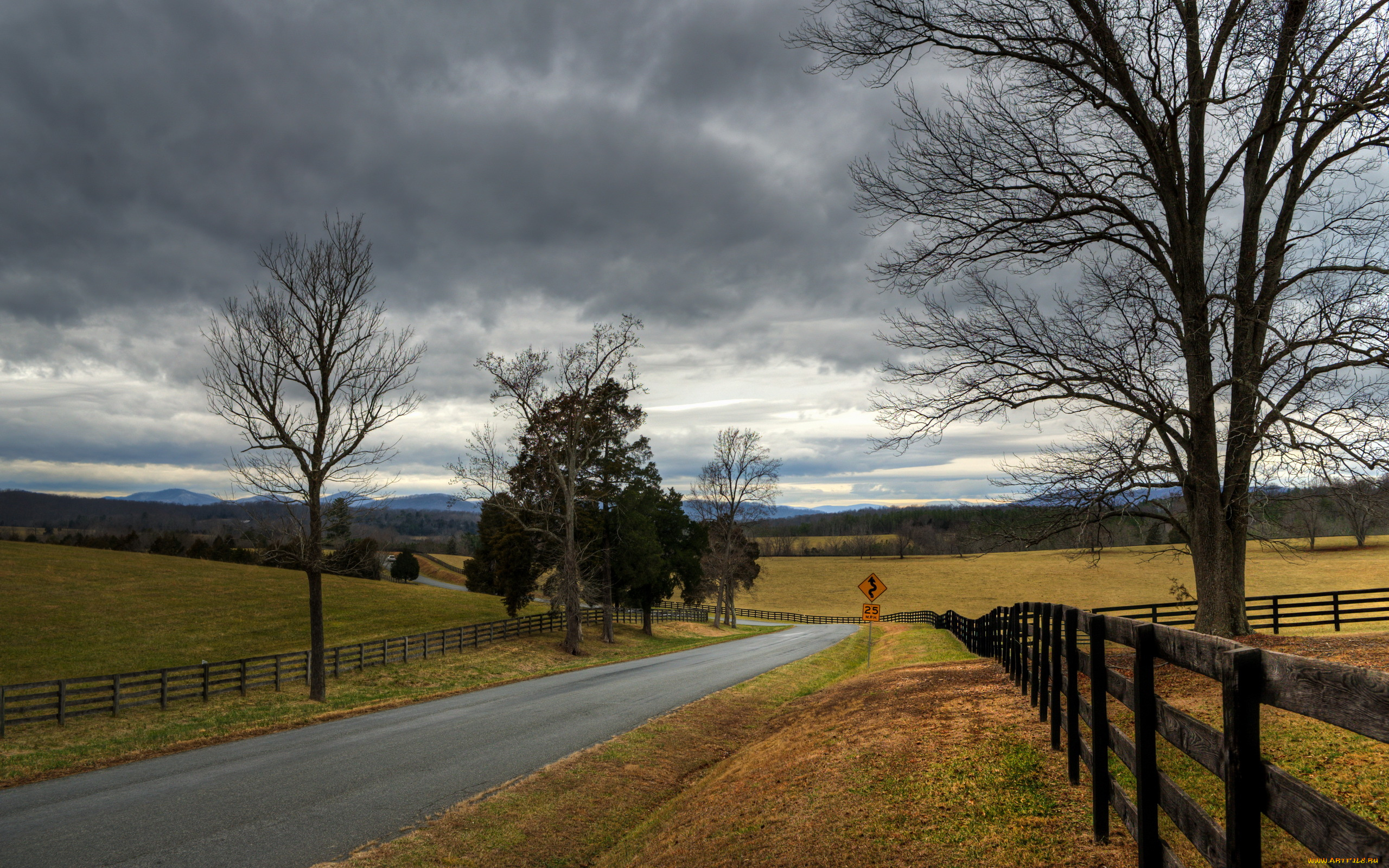 природа, дороги, дорога, забор, поля