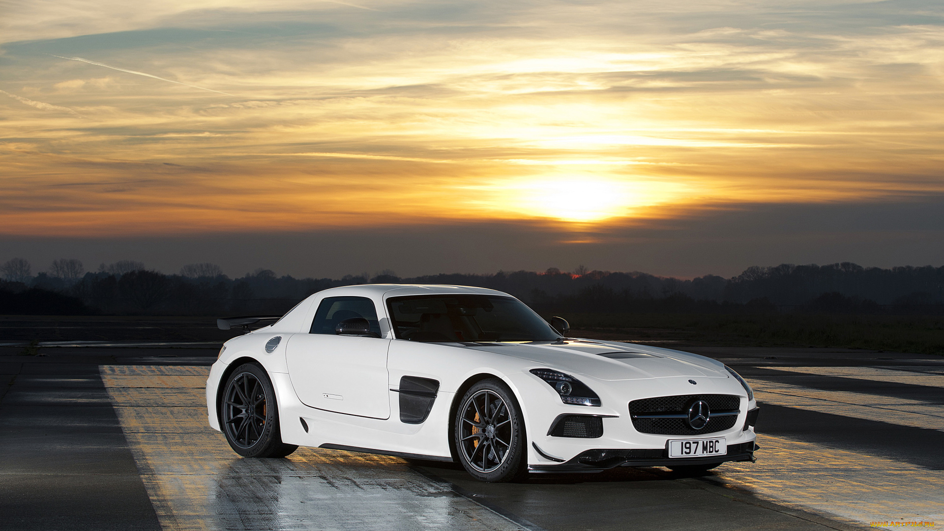 2014, mercedes-benz, sls, 63, amg, black, series, автомобили, mercedes-benz, закат, дорога