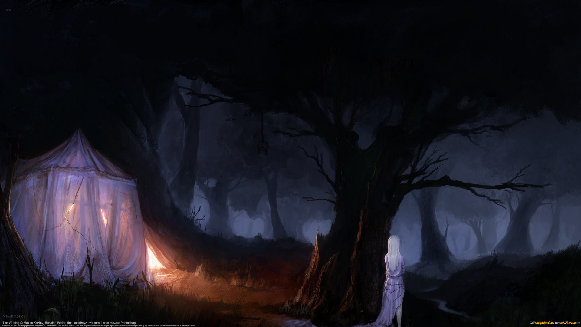 maxim, kozlov, фэнтези, девушки, шатёр, девушка, maxim, kozlov, лес