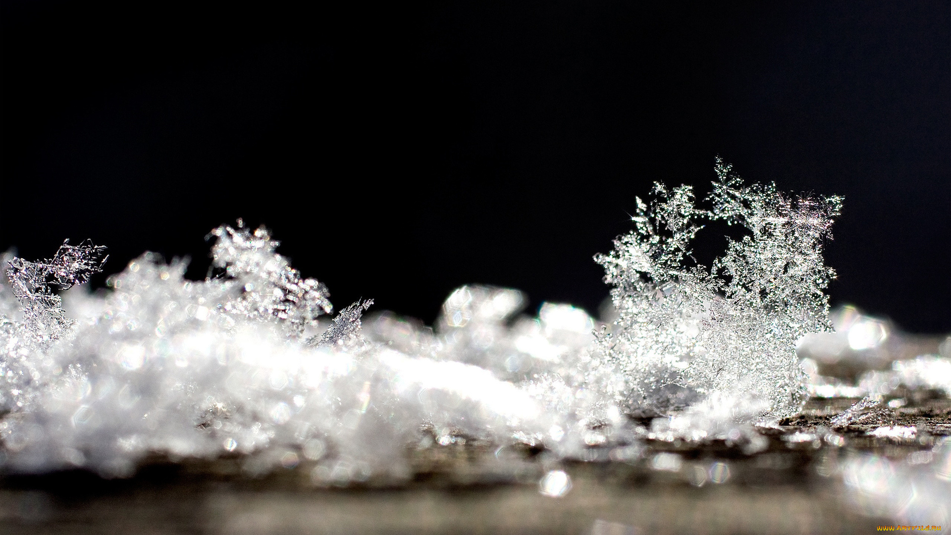 природа, макро, зима, блеск, снежинки