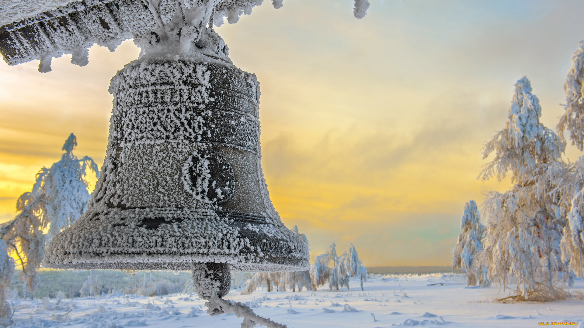 разное, -, другое, иней, зима, колокол