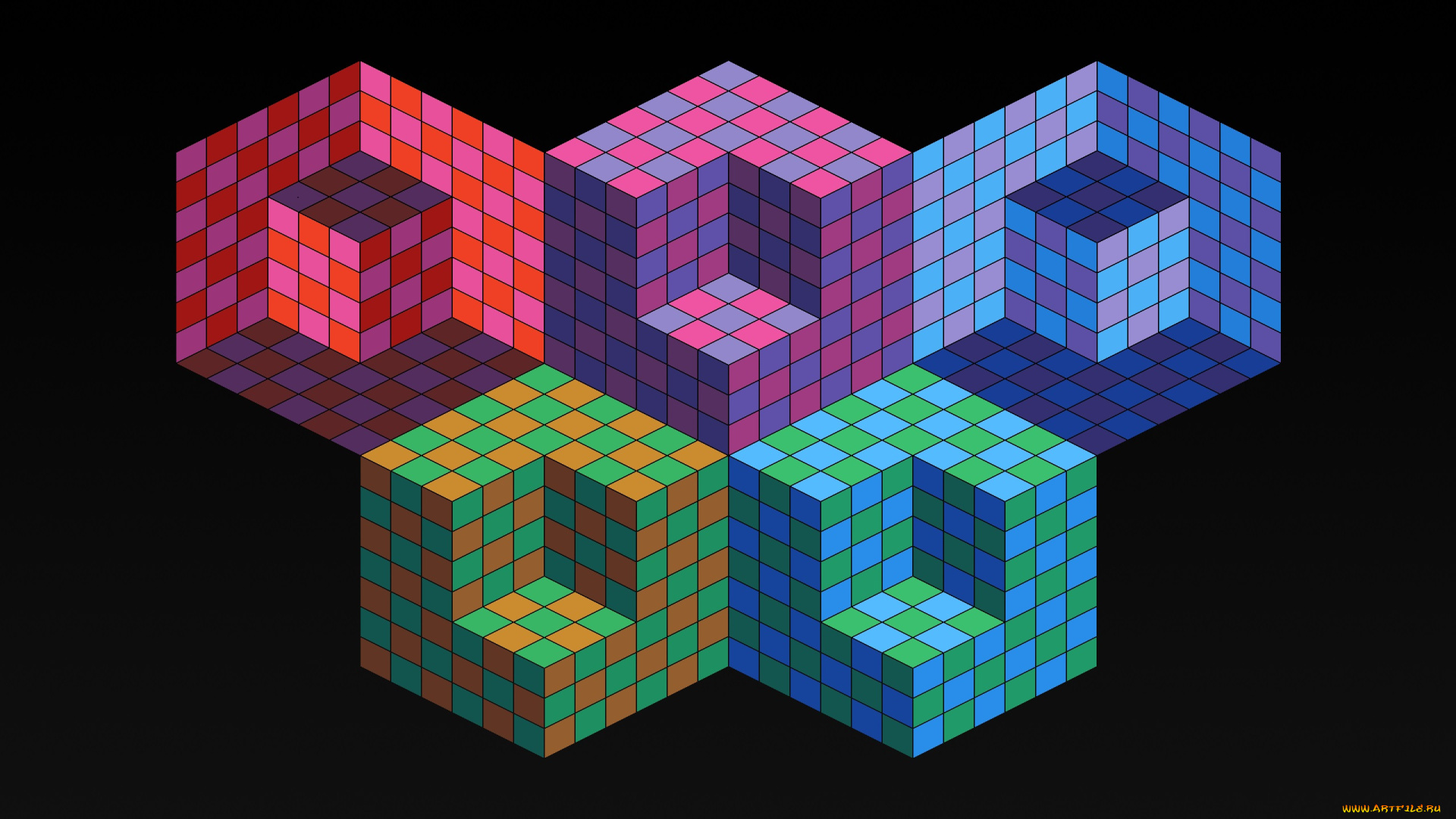 рисованные, абстракция, кубики