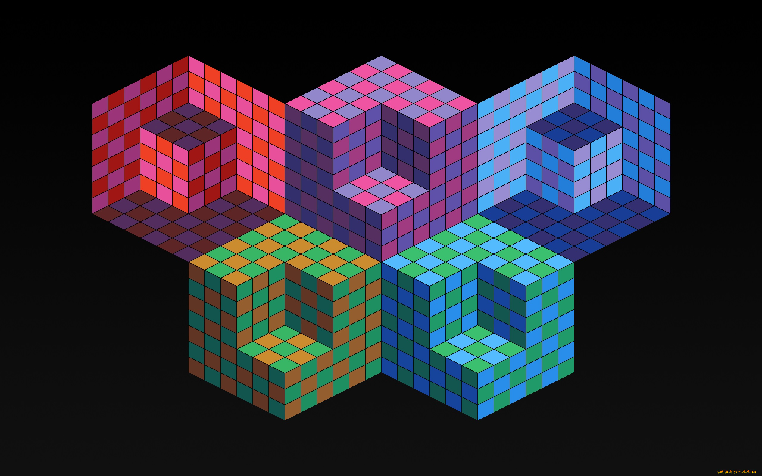 рисованные, абстракция, кубики