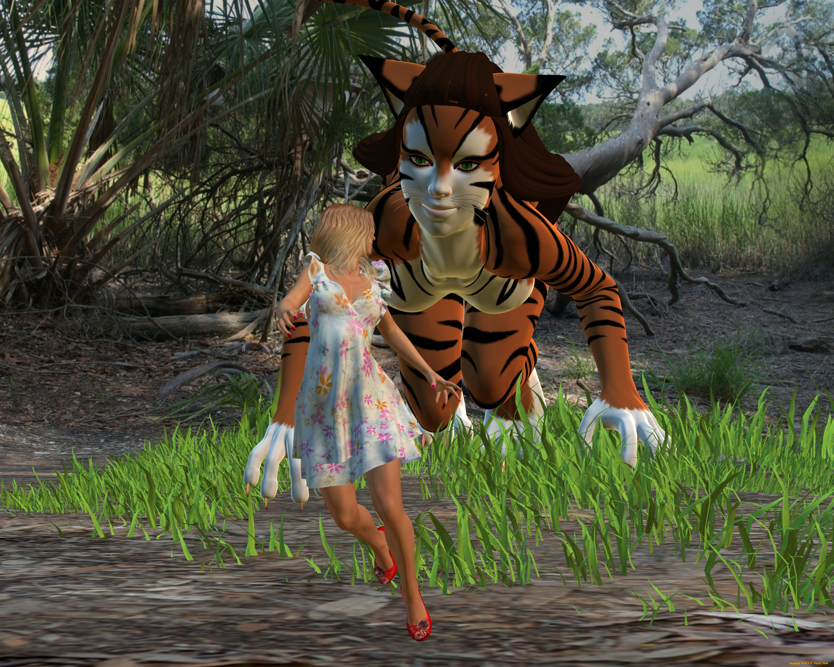 3д, графика, fantasy, , фантазия, существо, девушка