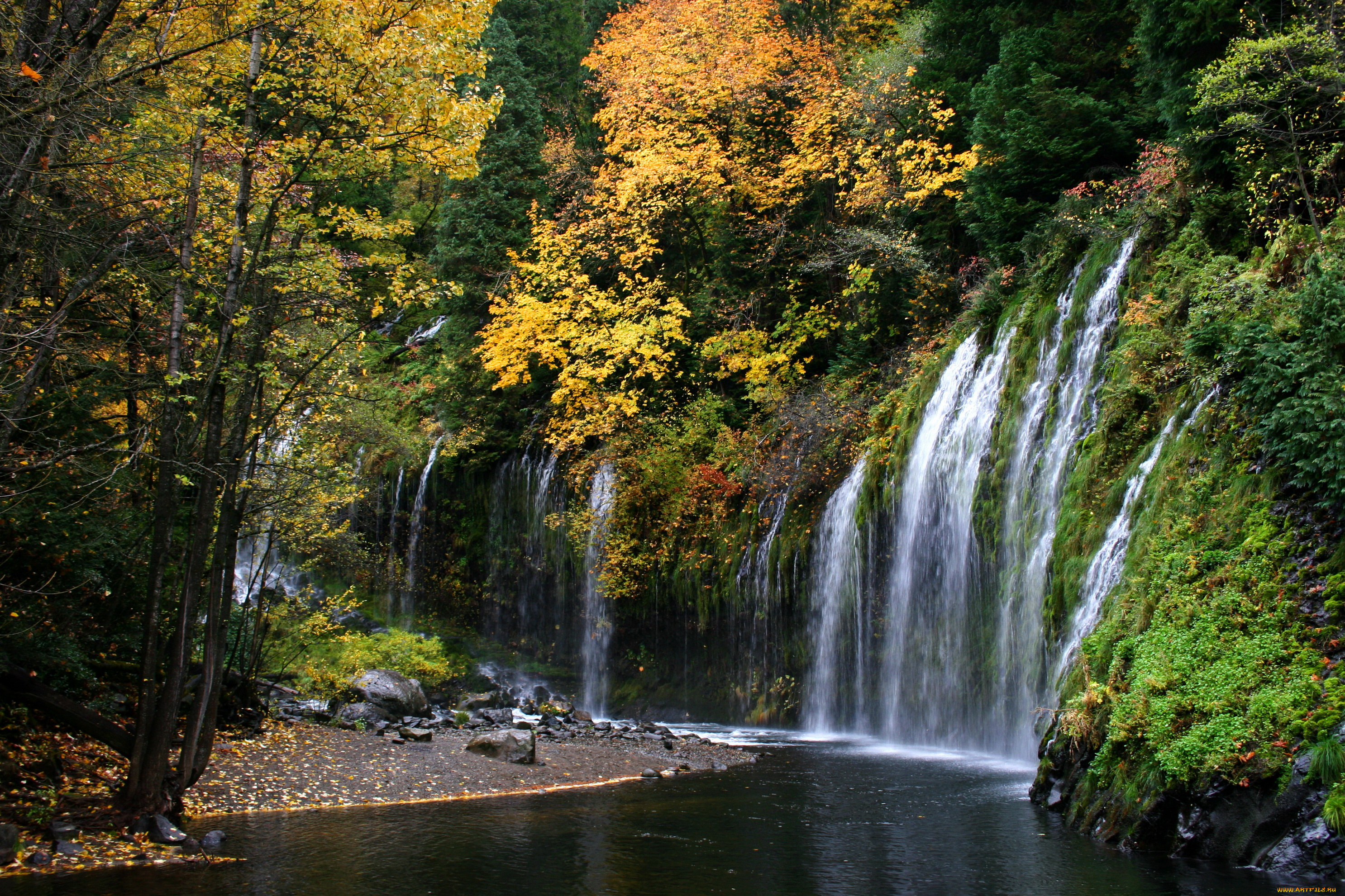 mossbrae, falls, california, usa, природа, водопады, california, лес, река, usa, водопад, mossbrae, falls
