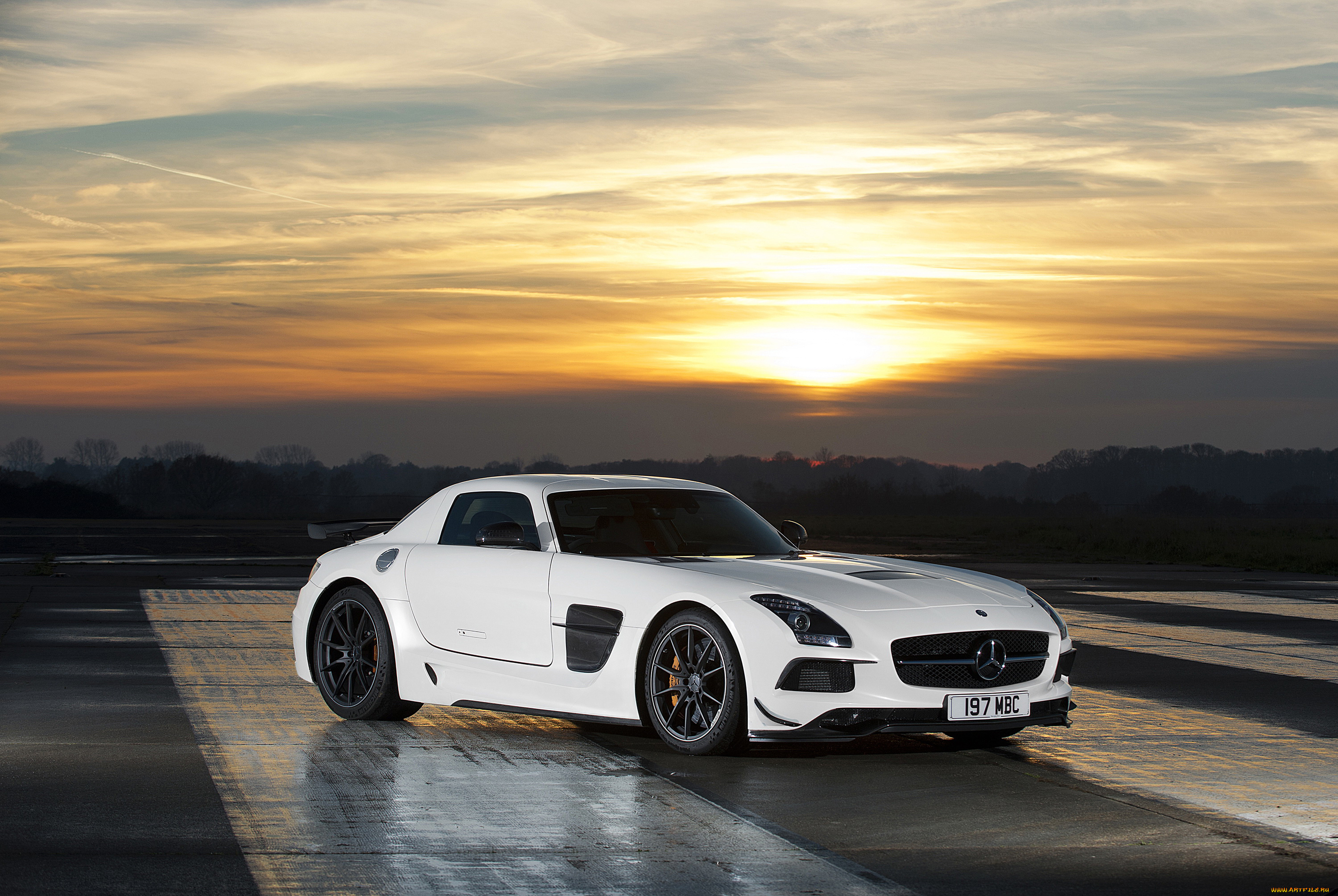 2014, mercedes-benz, sls, 63, amg, black, series, автомобили, mercedes-benz, закат, дорога