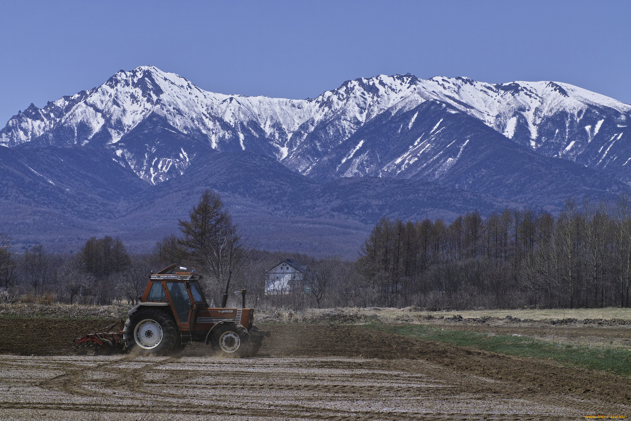 техника, тракторы, горы, поле, трактор, takaten