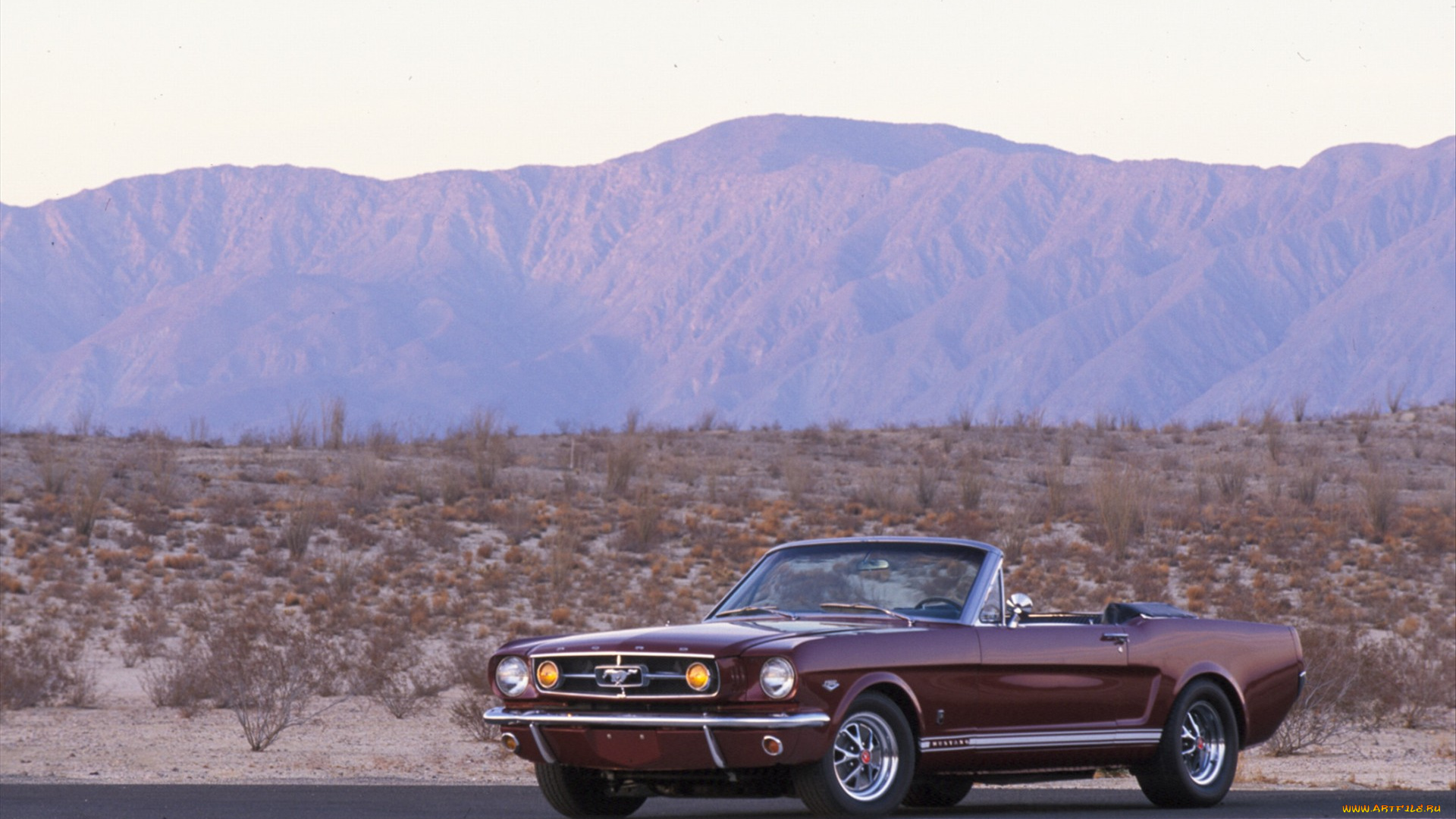 автомобили, mustang, форд, коричневый, ретро, мустанг, горы, шоссе, трасса, дорога