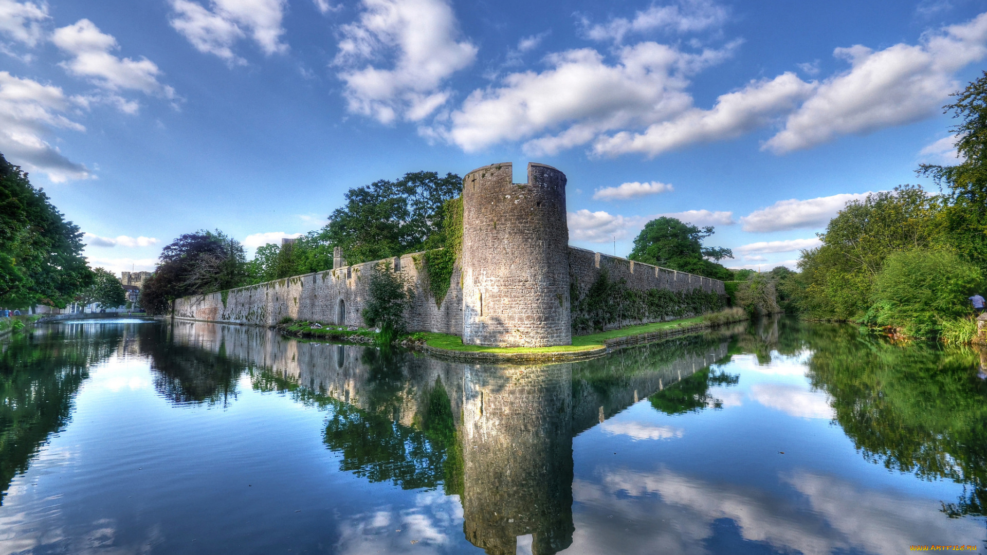 bishop`s, palace, , wells, , somerset, города, -, дворцы, , замки, , крепости, ров, вода, крепость