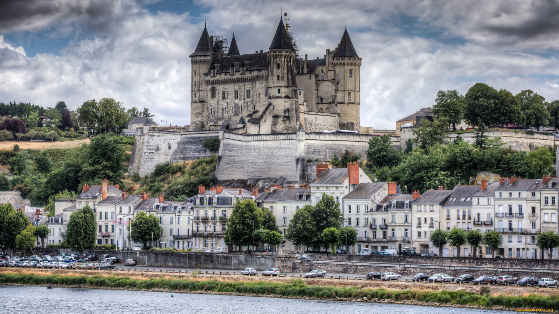 ch&, 226, teau, de, saumur, города, замки, франции, река, замок