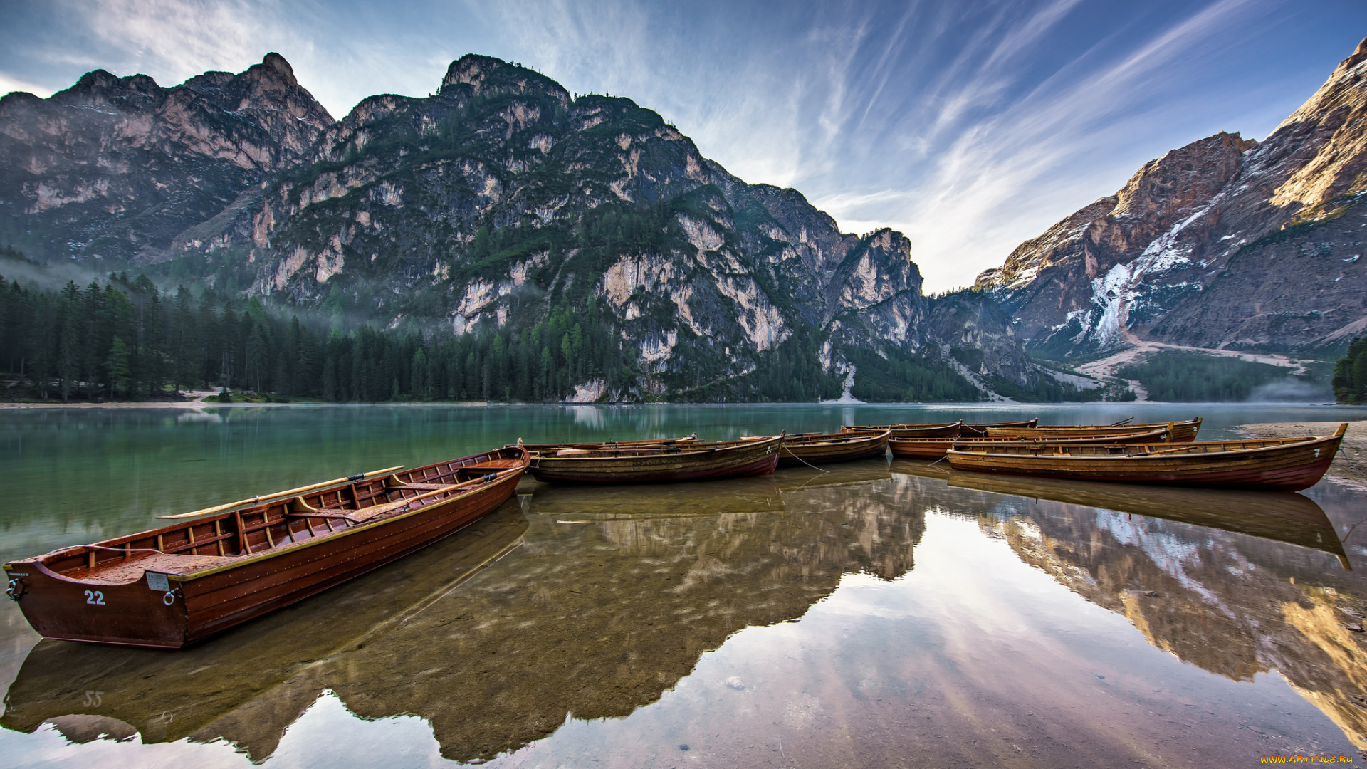 корабли, лодки, , шлюпки, горы, лес, река