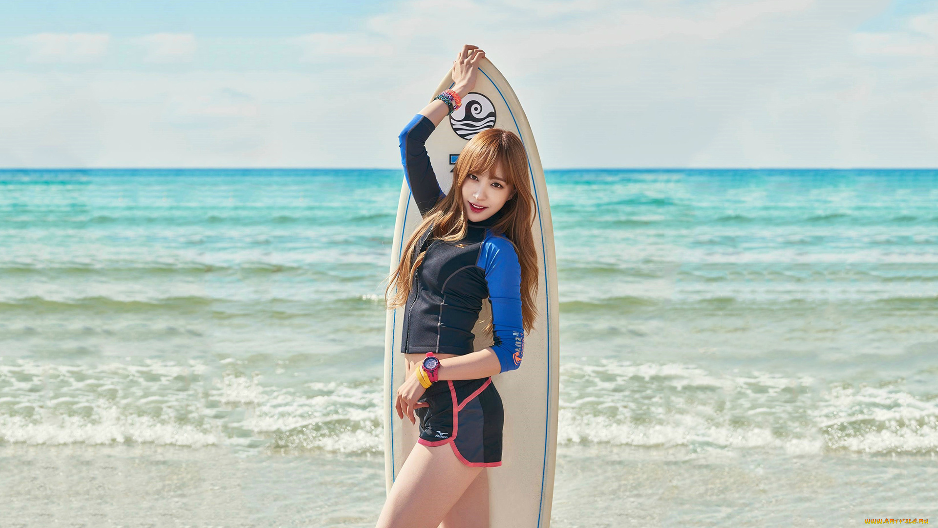 спорт, серфинг, взгляд, фон, море, девушка