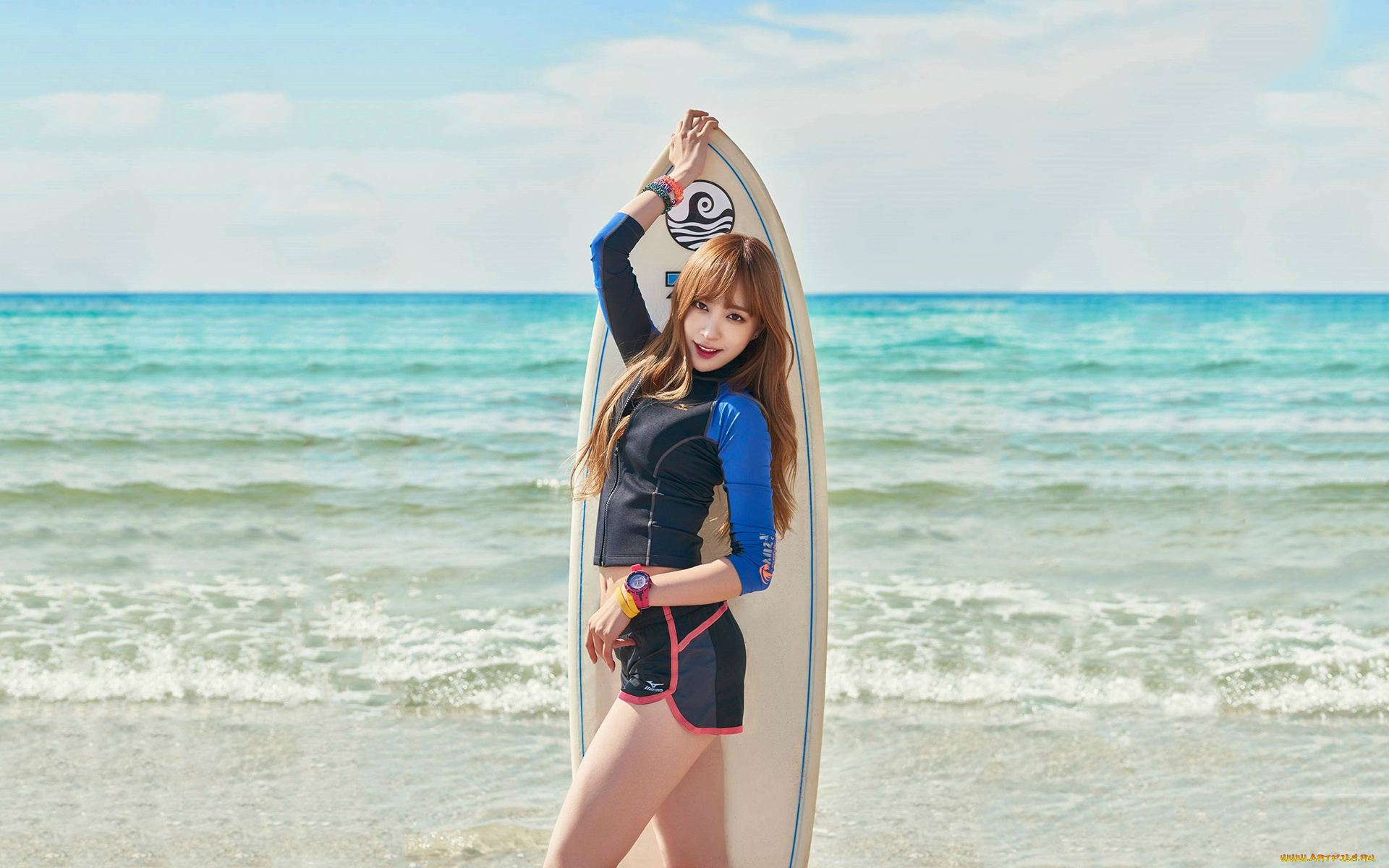 спорт, серфинг, взгляд, фон, море, девушка