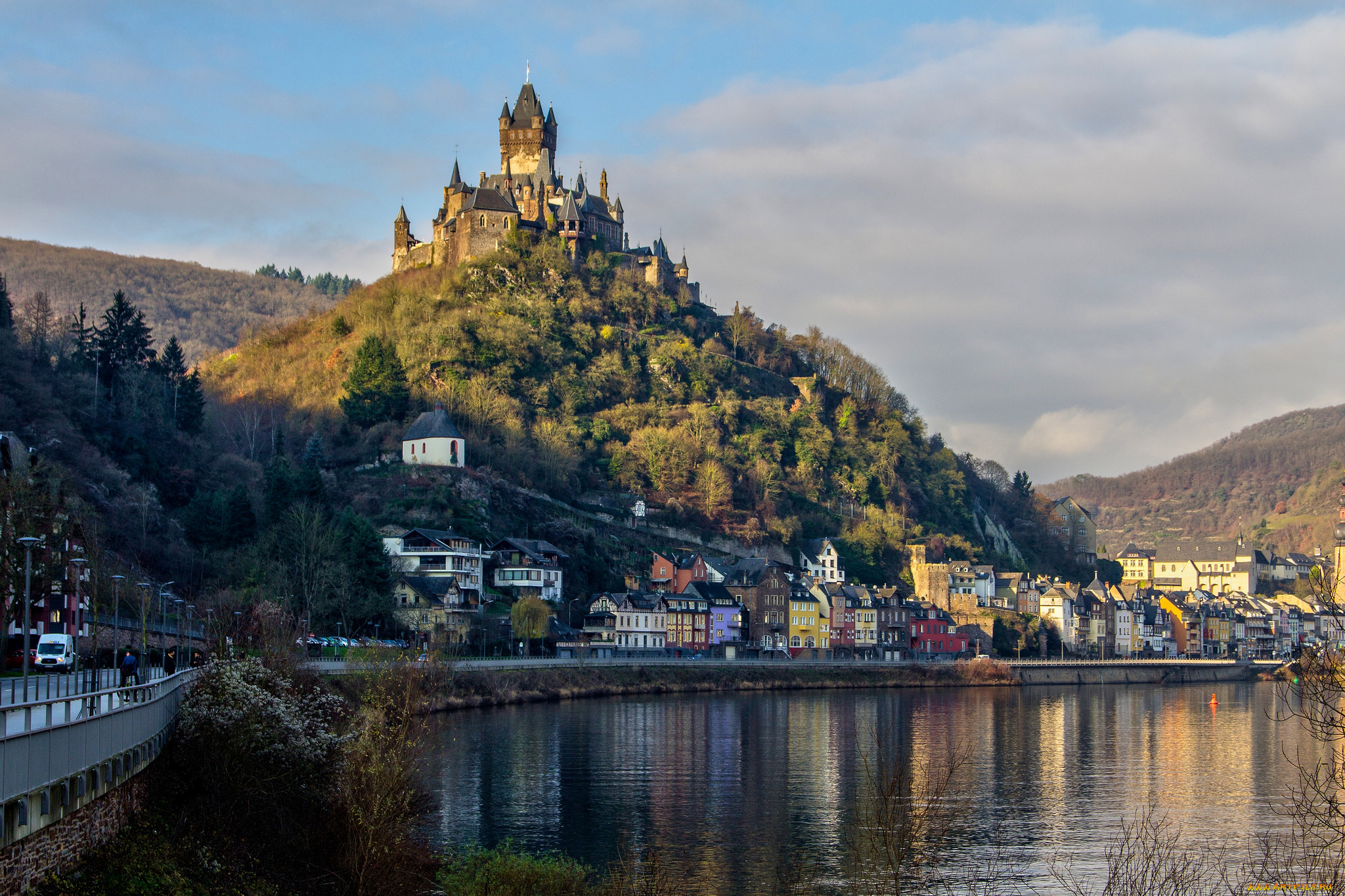 cochem, , germany, города, замки, германии, река, холм, замок