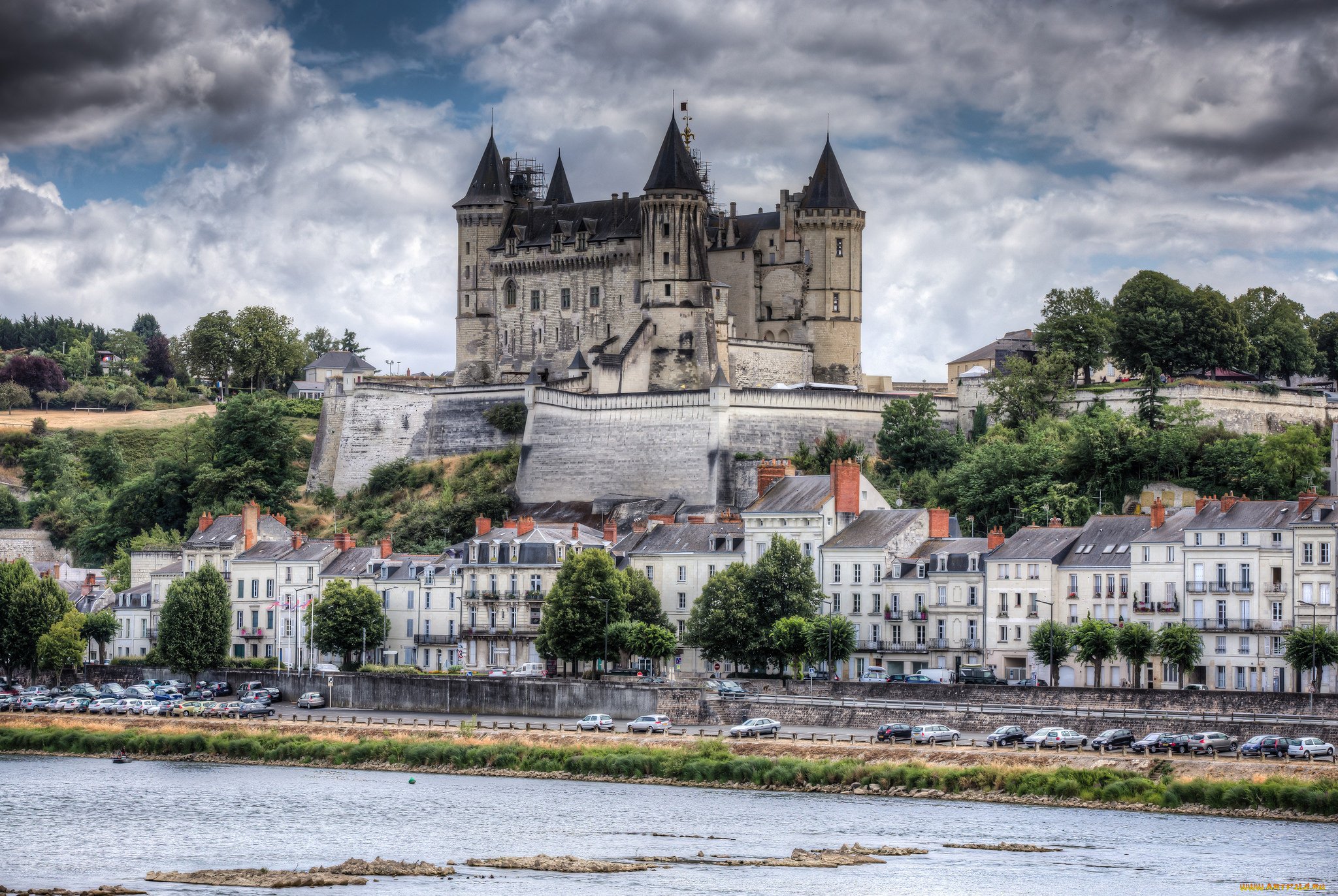 ch&, 226, teau, de, saumur, города, замки, франции, река, замок