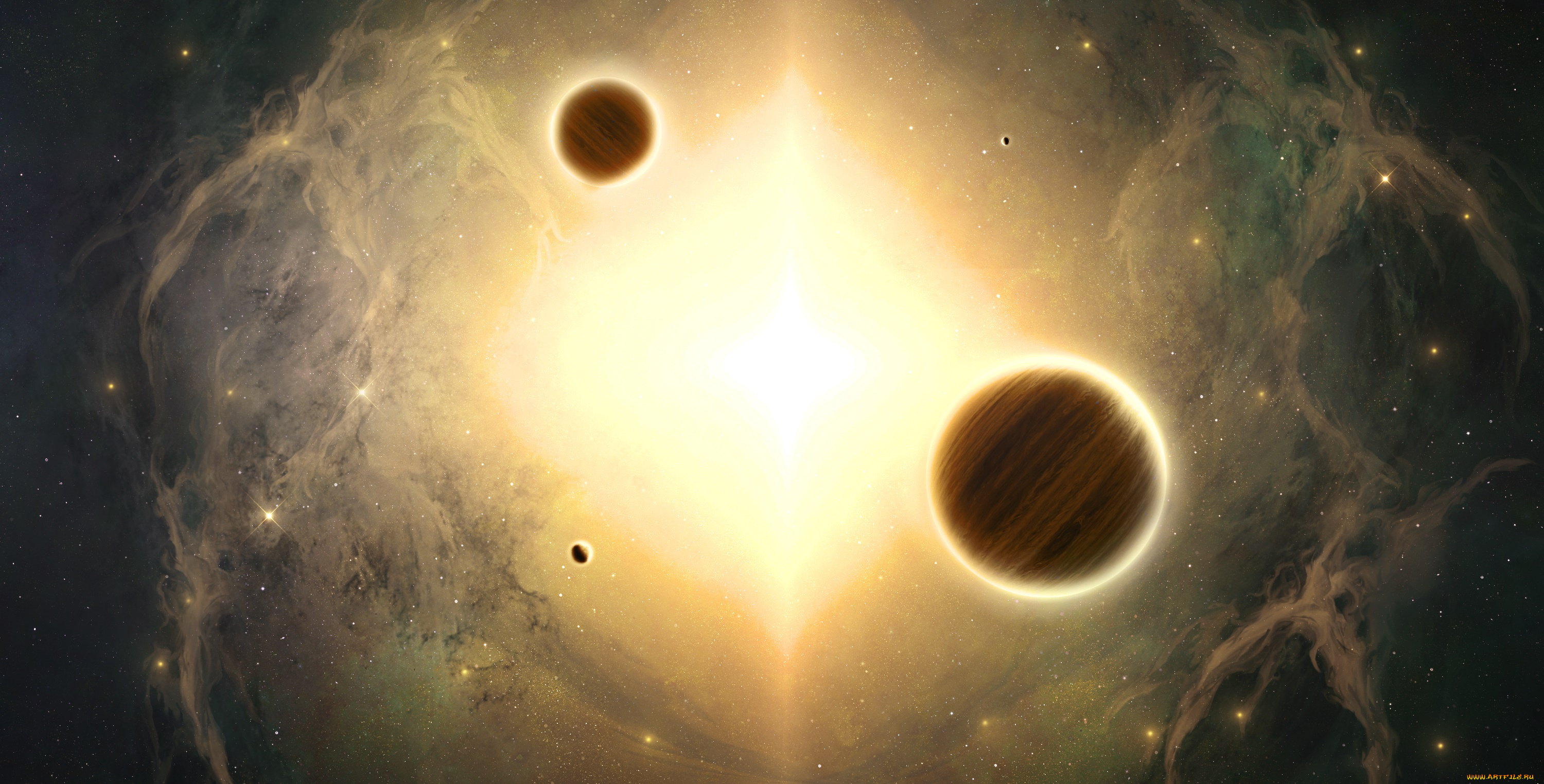 космос, арт, планеты, вселенная, галактика, звезды