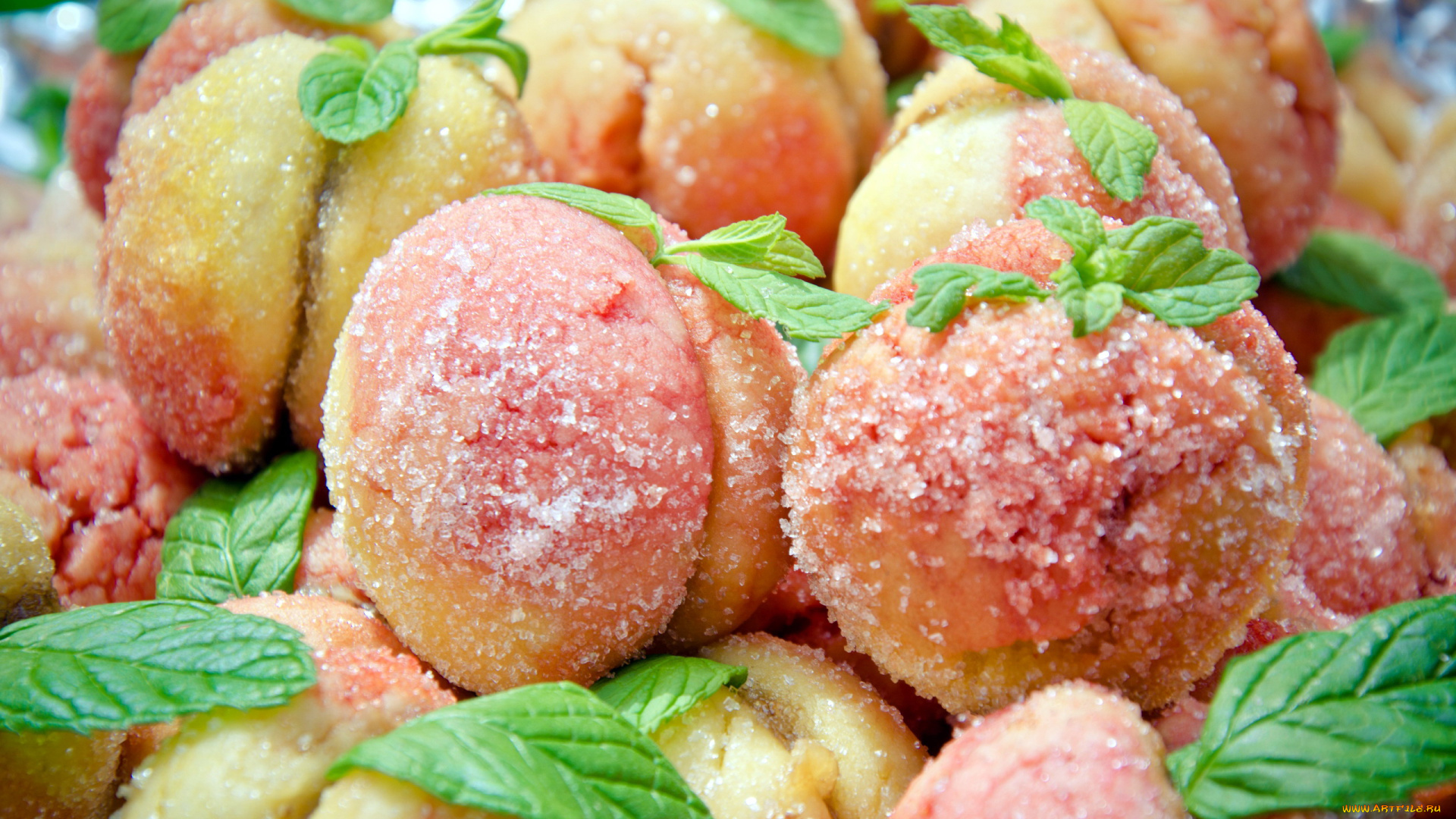 еда, пирожные, , кексы, , печенье, мята, печенье, персики, сахар