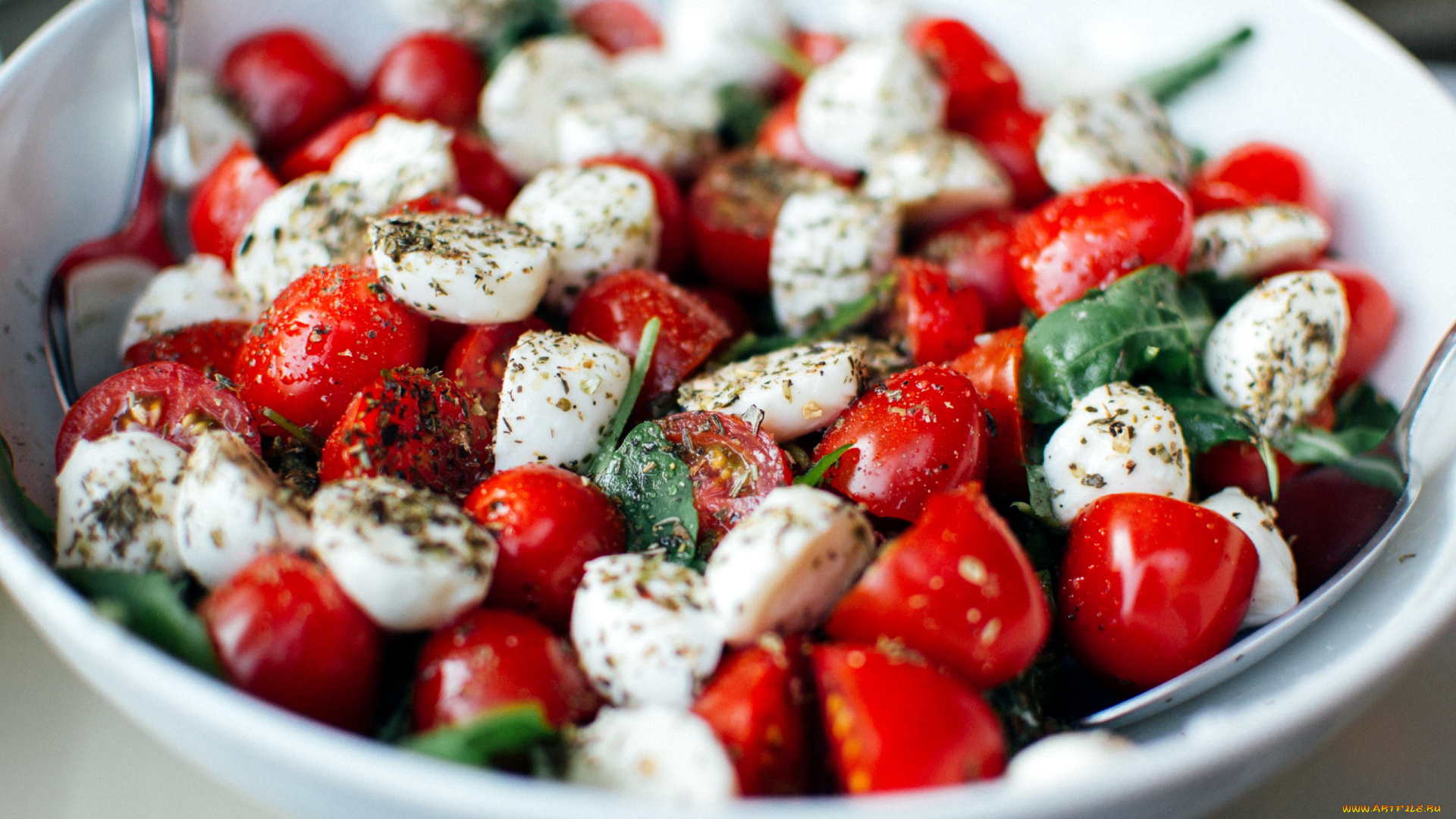 еда, салаты, , закуски, черри, зелень, сыр, салат, помидоры