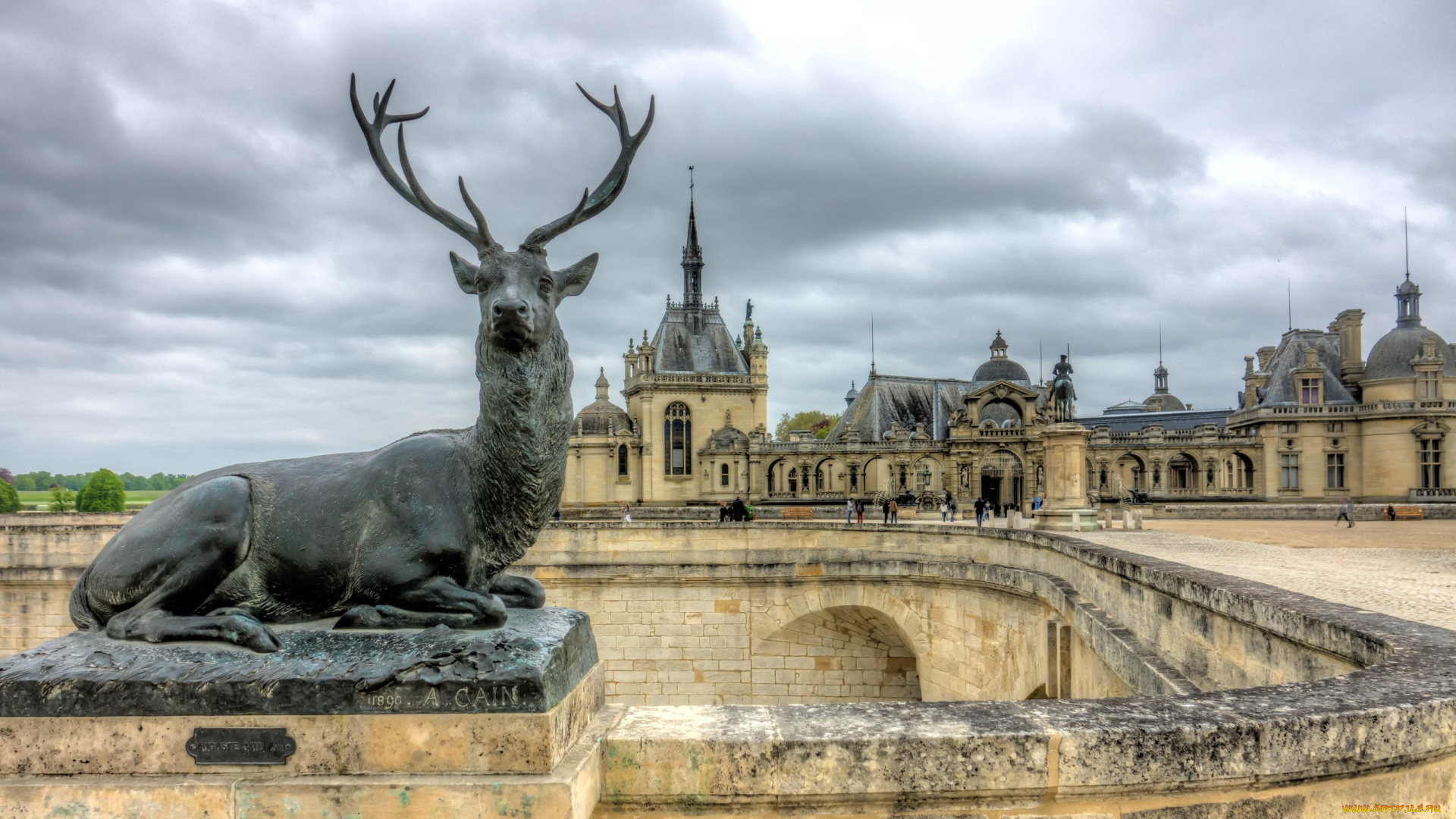 chantilly, stag, города, замки, франции, замок