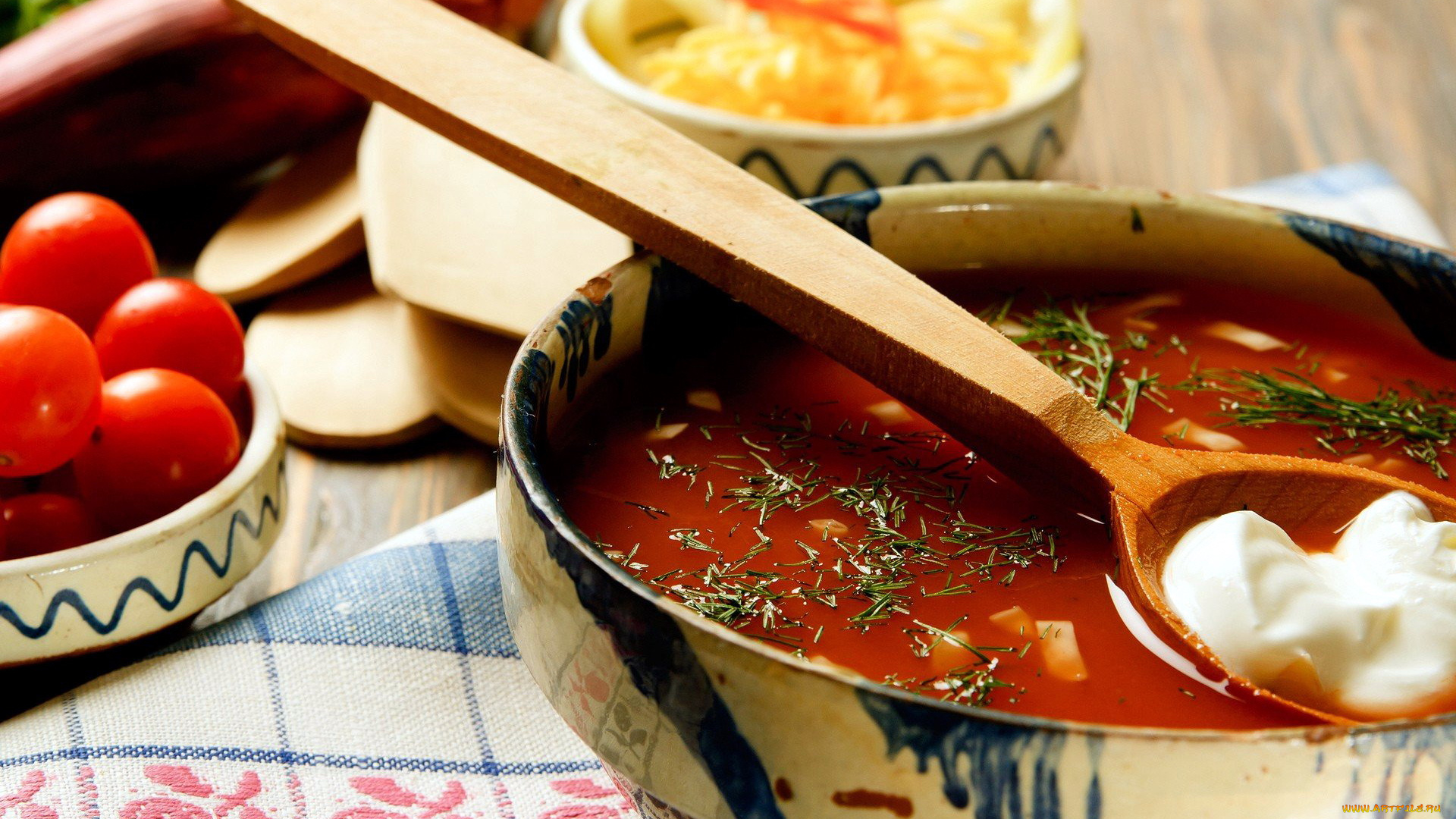 еда, первые, блюда, сметана, щи