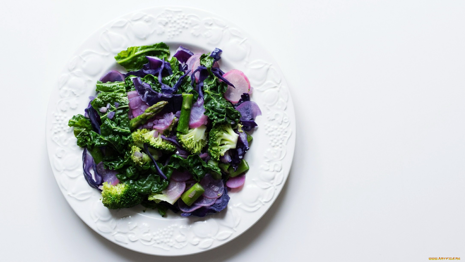 еда, салаты, , закуски, спаржа, брокколи, редис, салат, шпинат