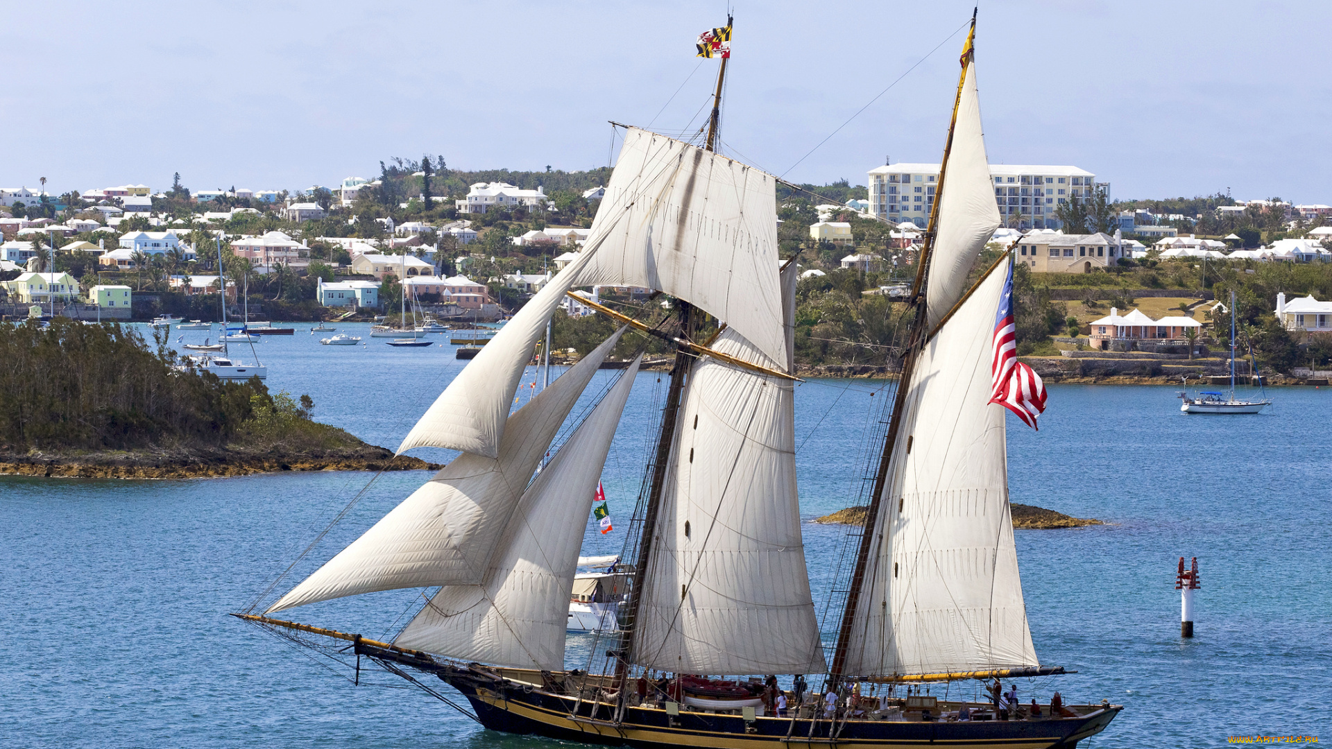 корабли, парусники, паруса, мачты