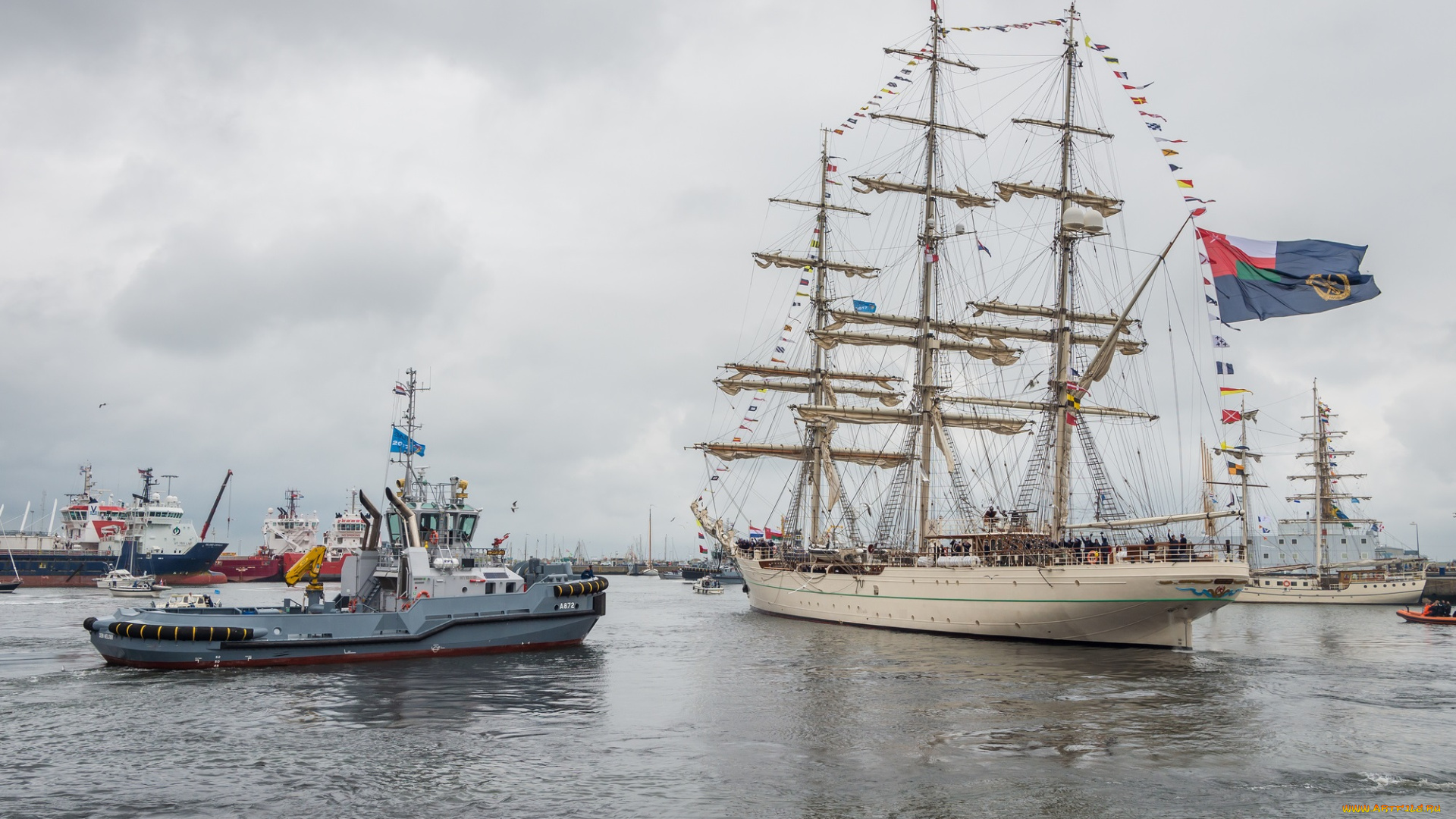 корабли, разные, вместе, паруса, мачты