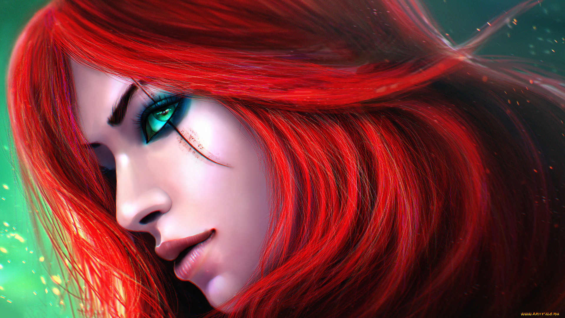 видео, игры, league, of, legends, фон, девушка, взгляд, katarina