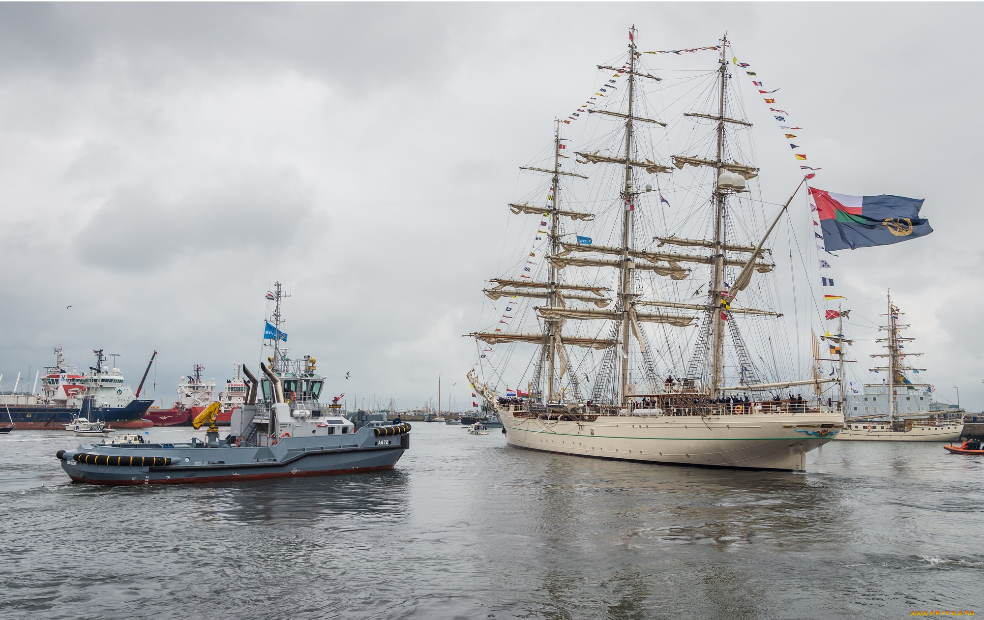 корабли, разные, вместе, паруса, мачты