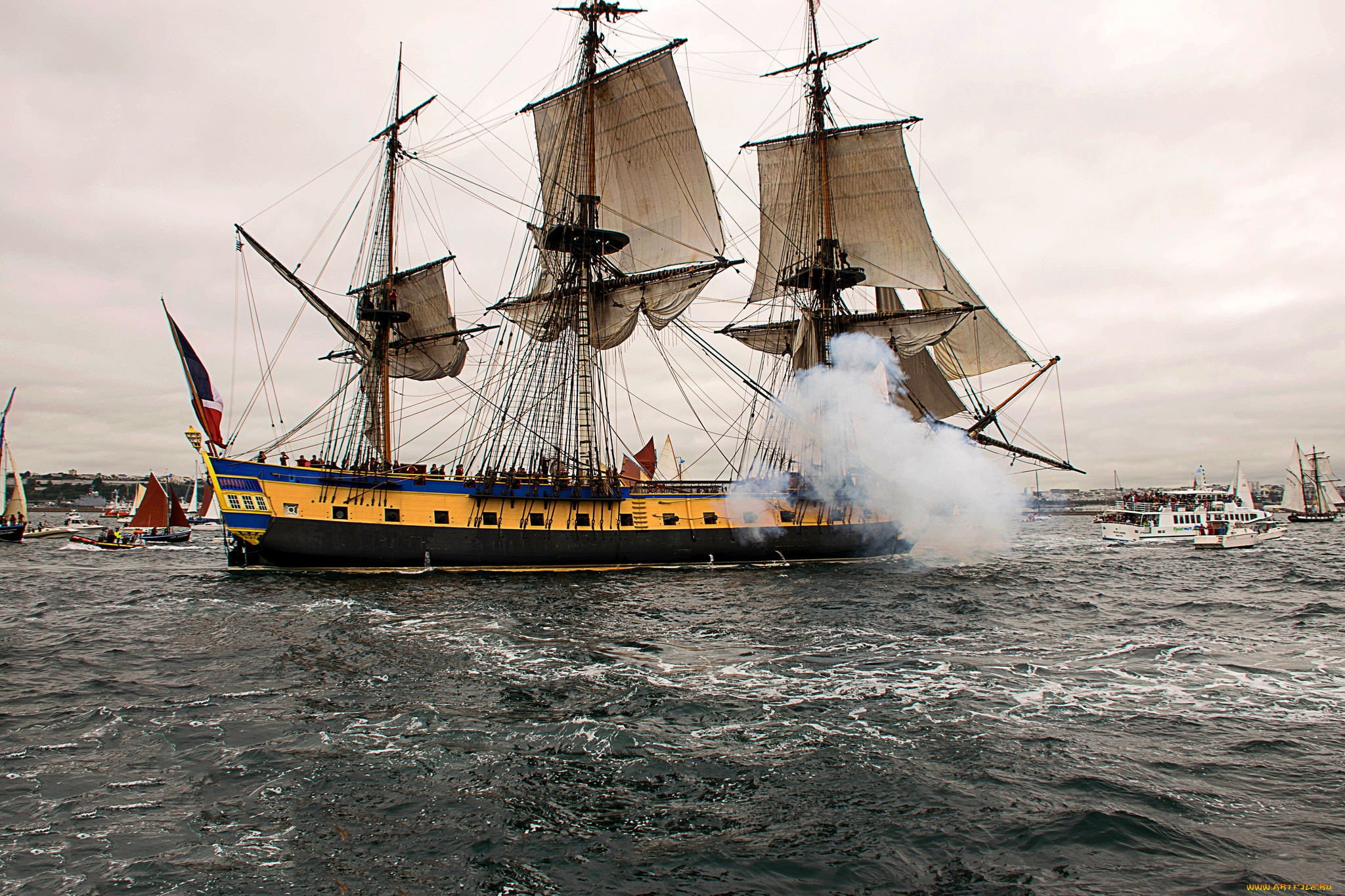 корабли, парусники, паруса, мачты