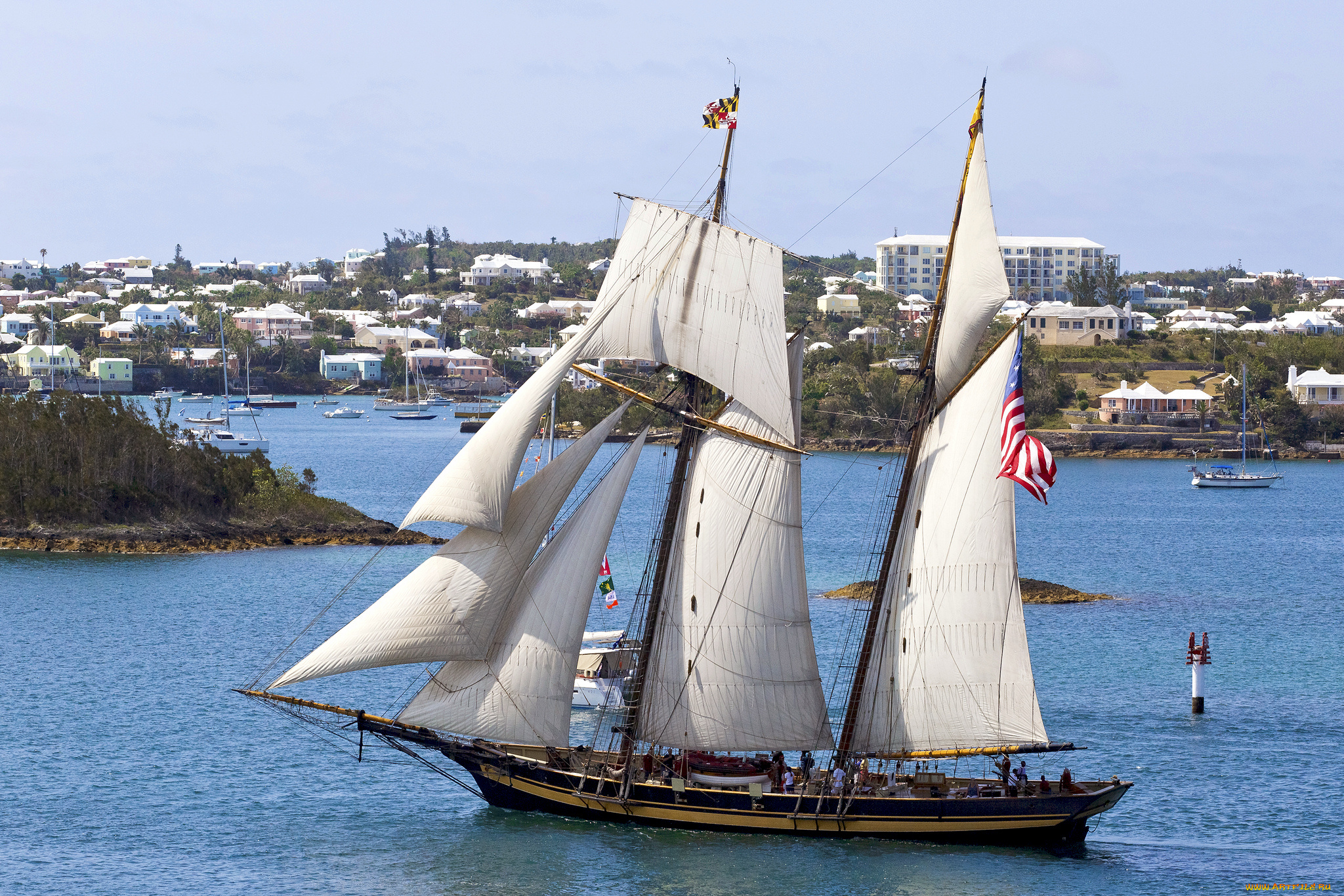 корабли, парусники, паруса, мачты