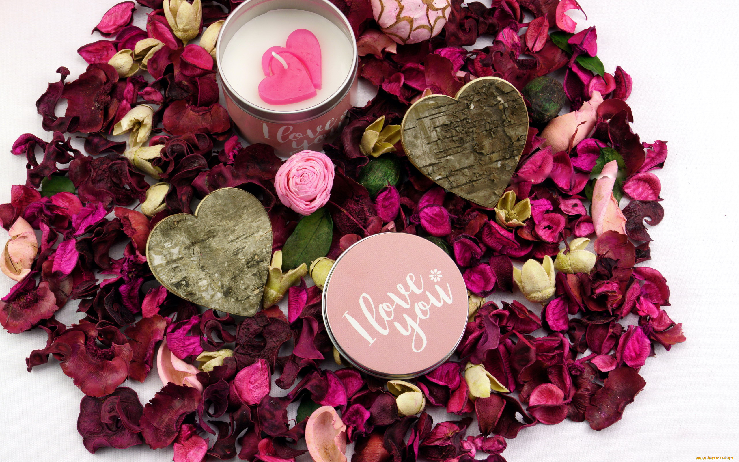 праздничные, день, святого, валентина, , сердечки, , любовь, свеча, лепестки, признание, сердечки