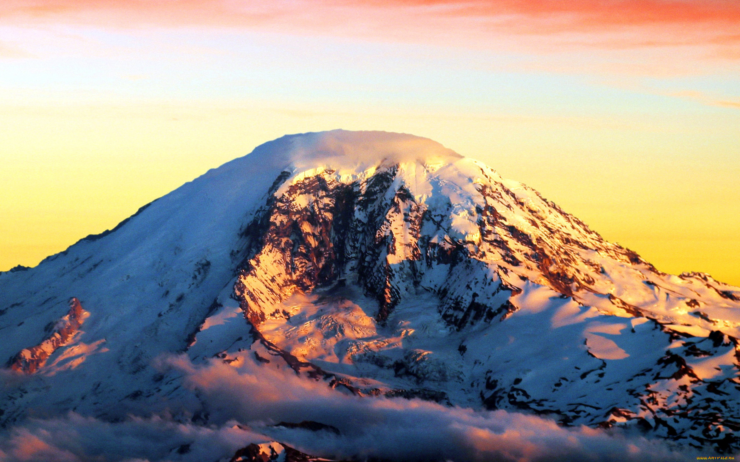 природа, горы, туман, вершина, гора