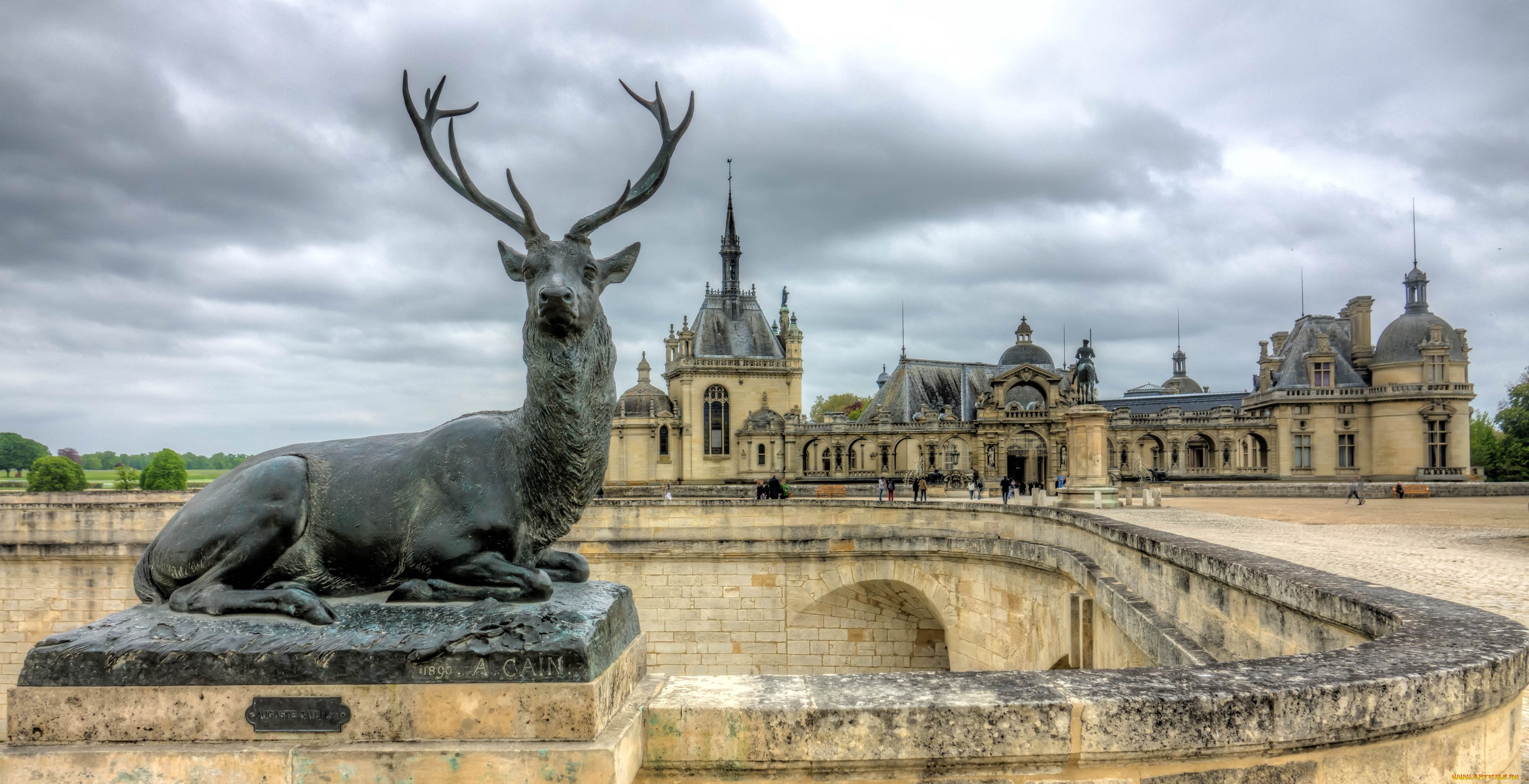 chantilly, stag, города, замки, франции, замок