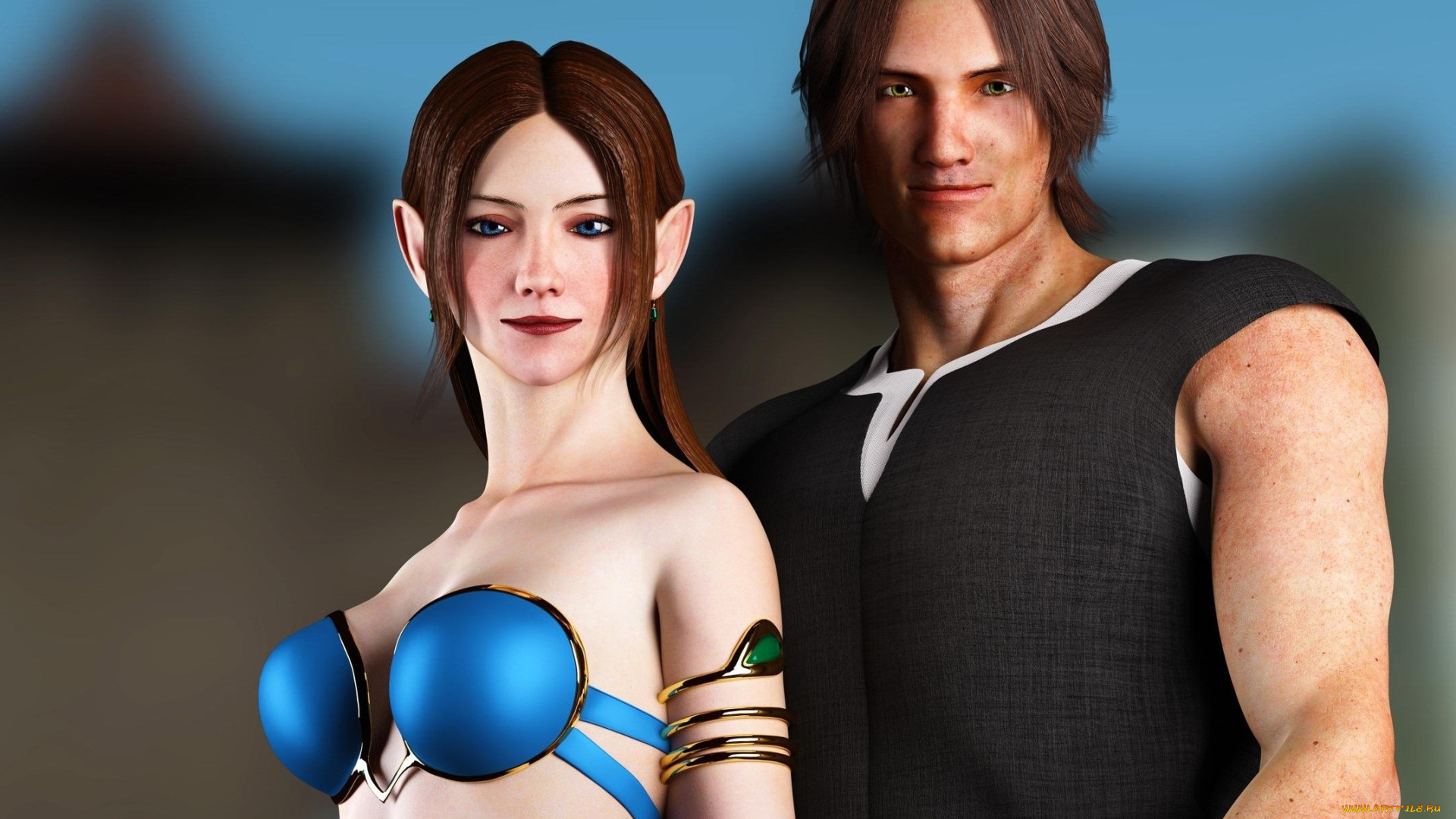 3д, графика, эльфы, , elves, эльфийка, фон, взгляд