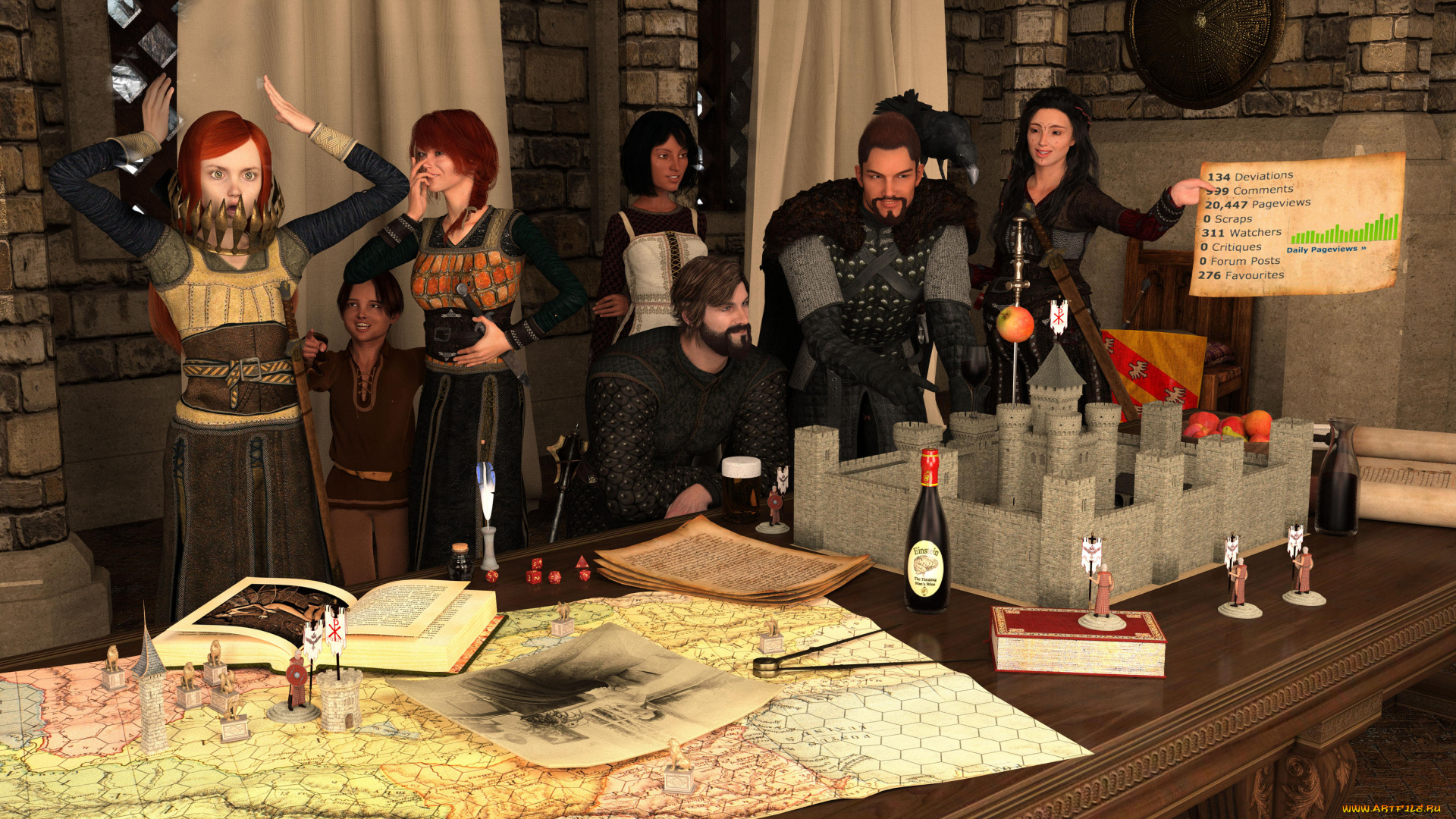 3д, графика, люди, , people, девушки, взгляд, фон