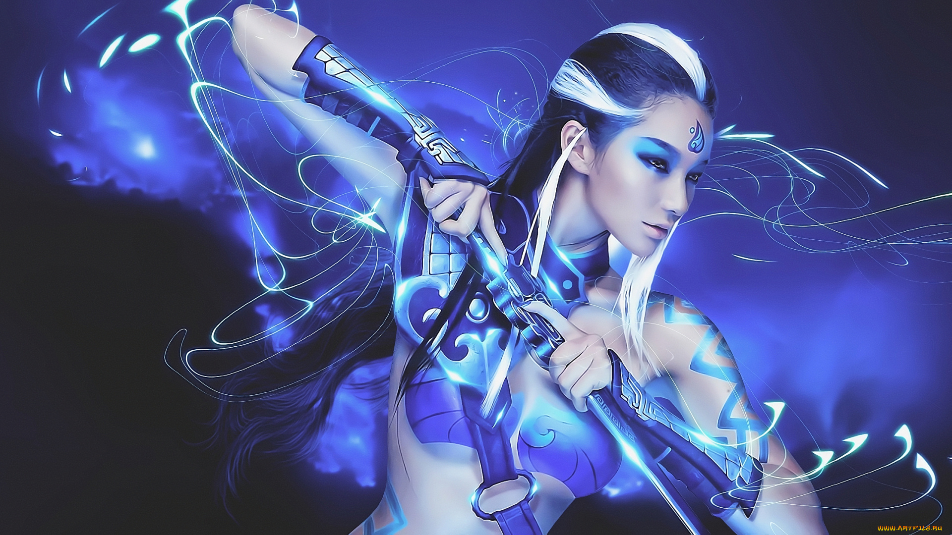 3д, графика, фантазия, , fantasy, кинжал, фон, девушка