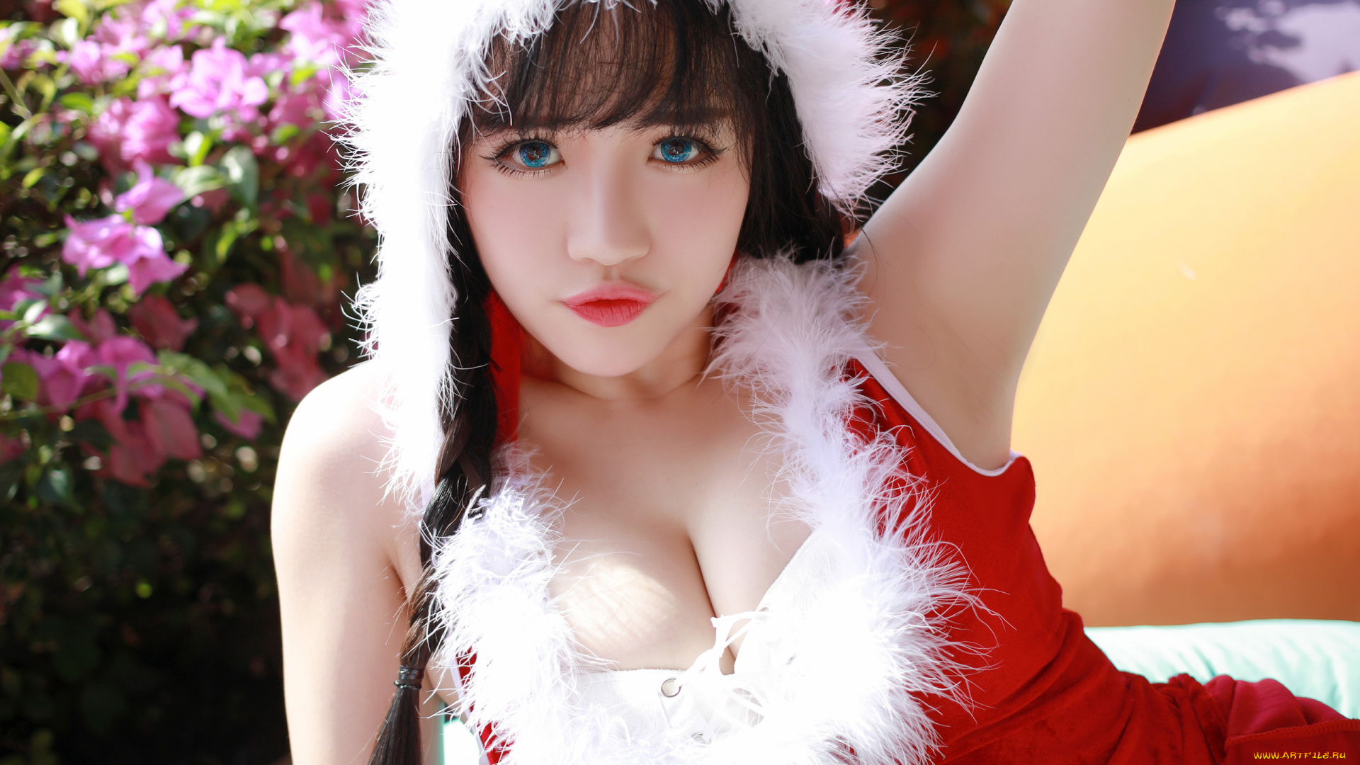 девушки, xu, cake, праздник, красивая, девушка, новый, год, снегурочка