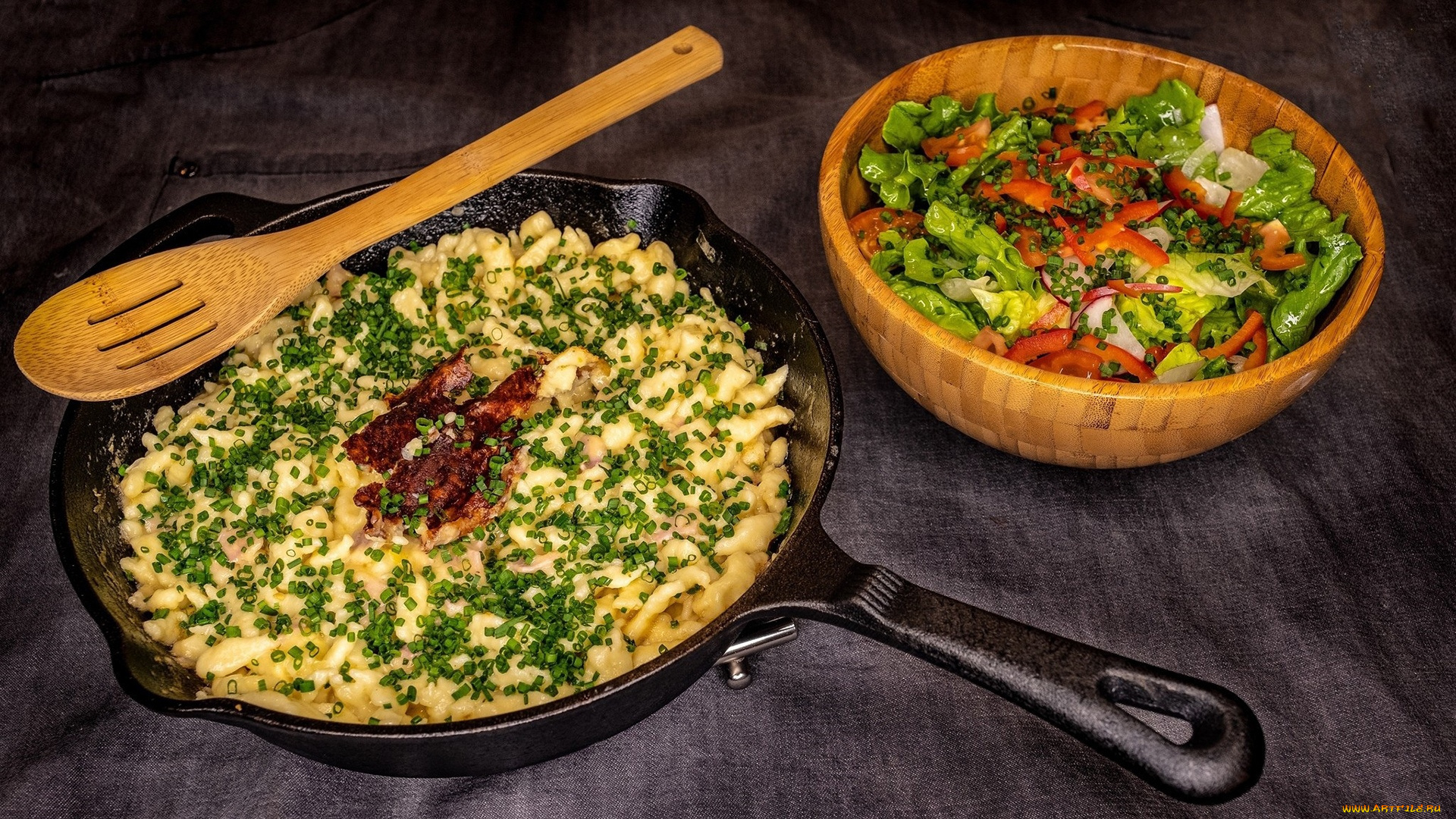 еда, вторые, блюда, австрийский, сырный, салат, со, свежим, салатом