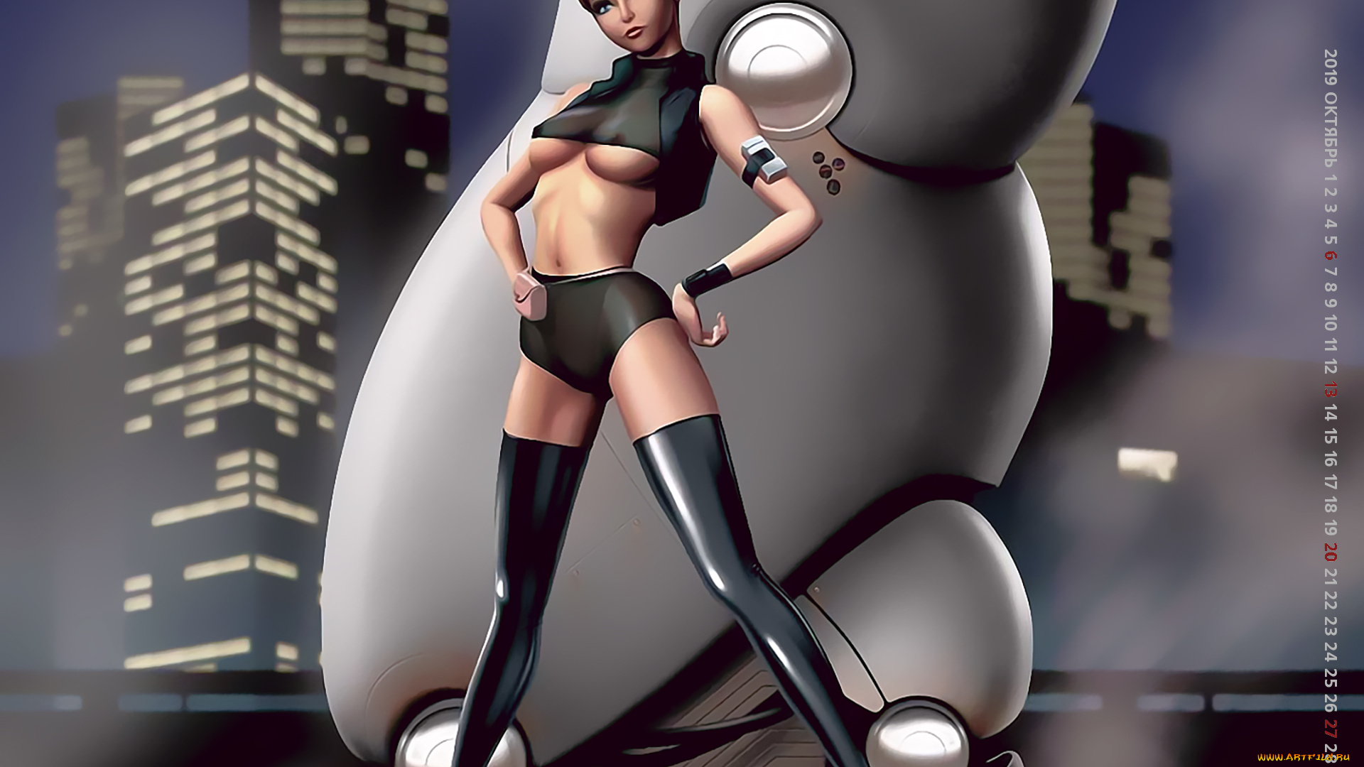 календари, 3д-графика, 2019, calendar, архитектура, здание, небоскреб, девушка