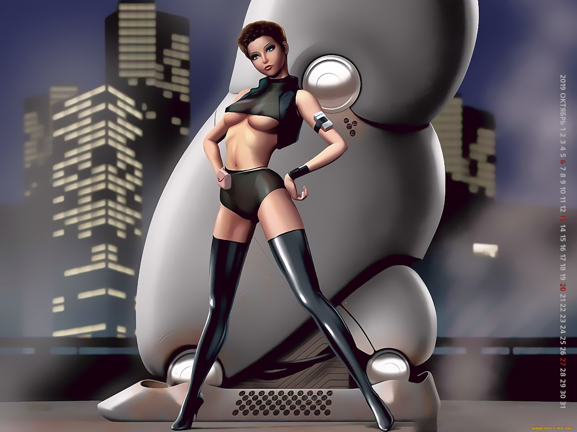 календари, 3д-графика, 2019, calendar, архитектура, здание, небоскреб, девушка