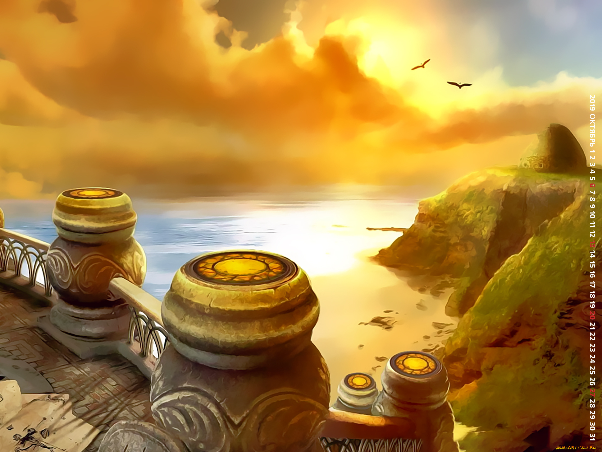 календари, видеоигры, 2019, calendar, строение, день, природа, гора, водоем