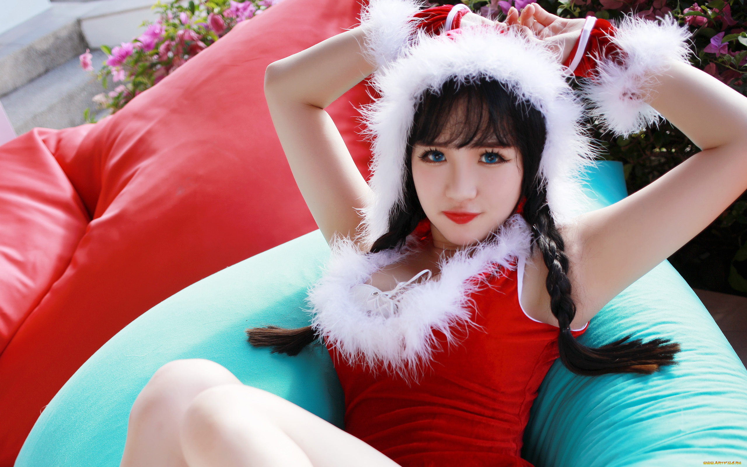 девушки, xu, cake, новый, год, красивая, девушка, праздник, снегурочка