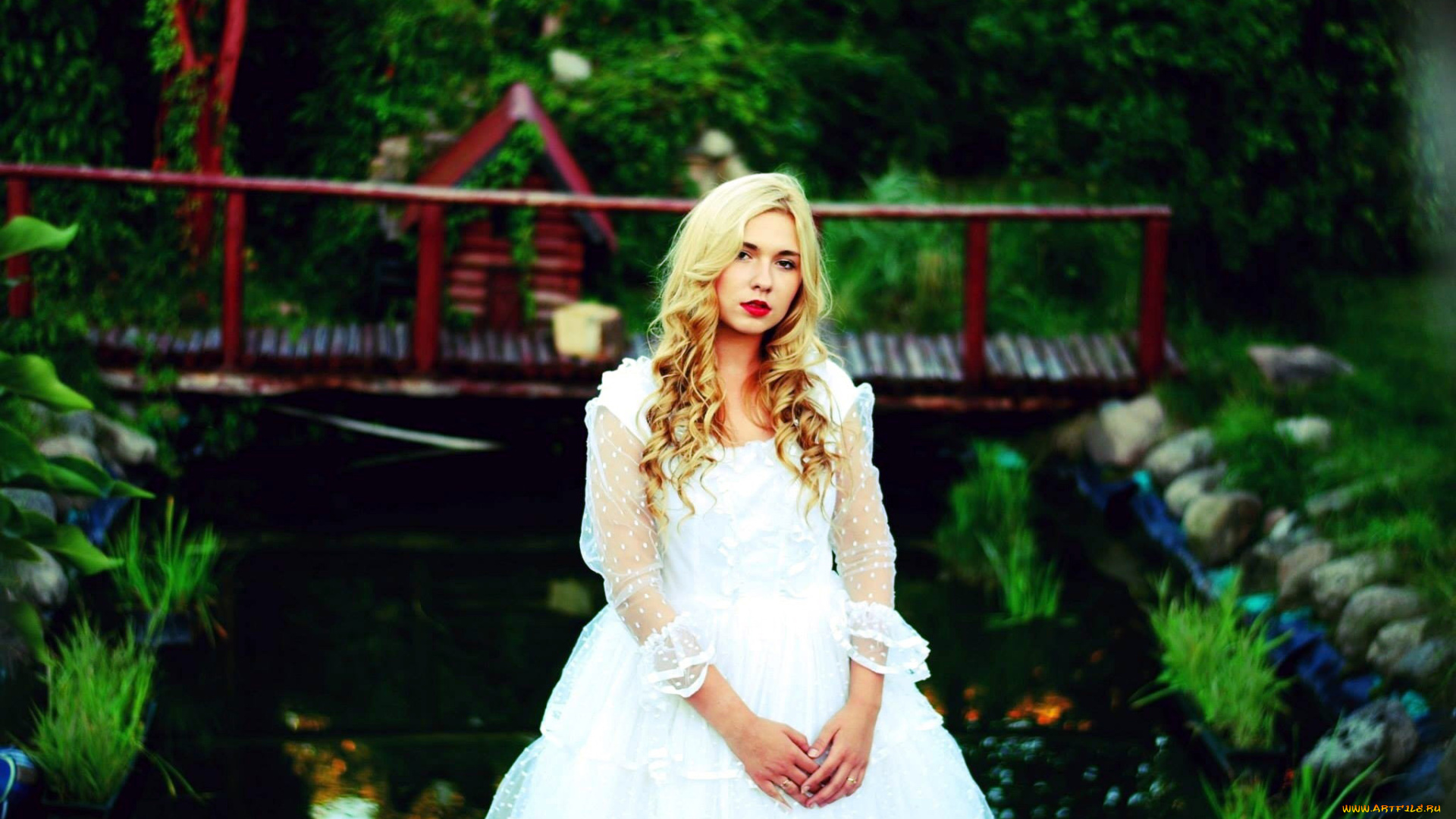 девушки, -, блондинки, , светловолосые, белое, платье, блондинка, локоны