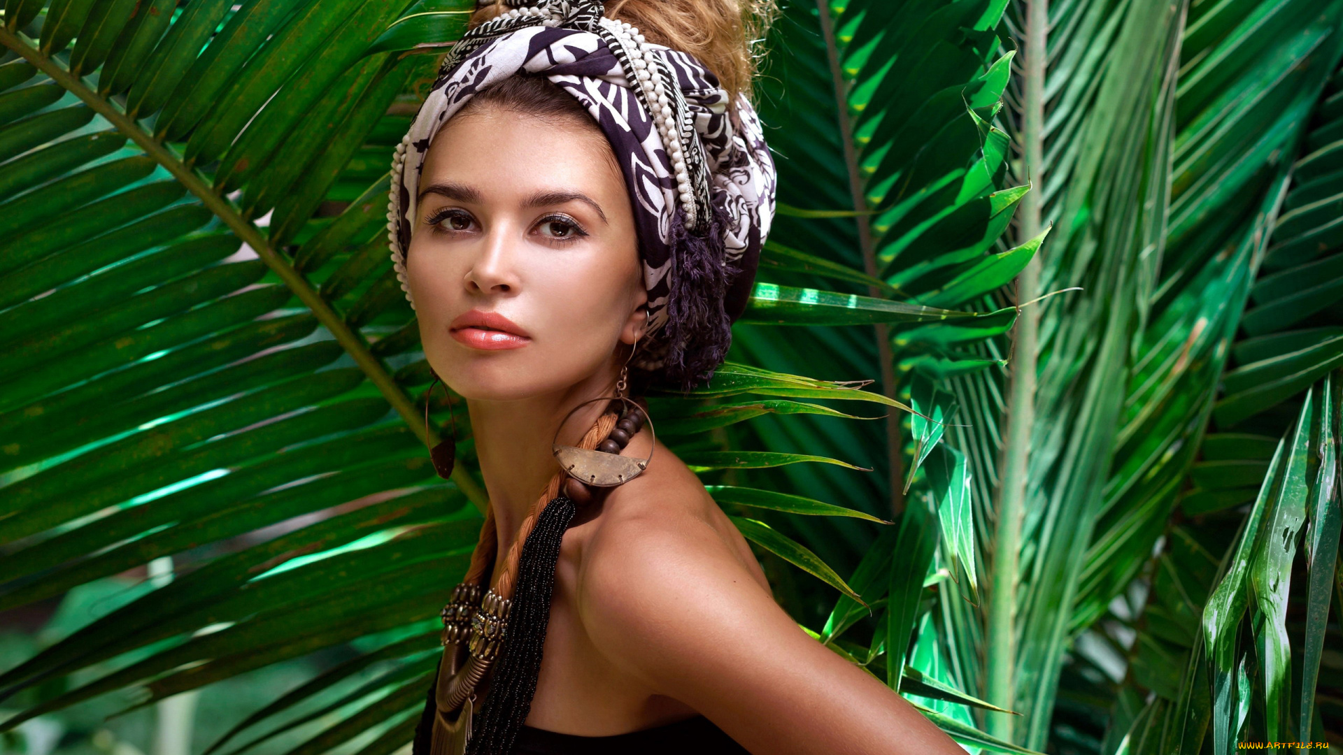 девушки, -, рыжеволосые, и, разноцветные, платок, рыжие, волосы, украшения