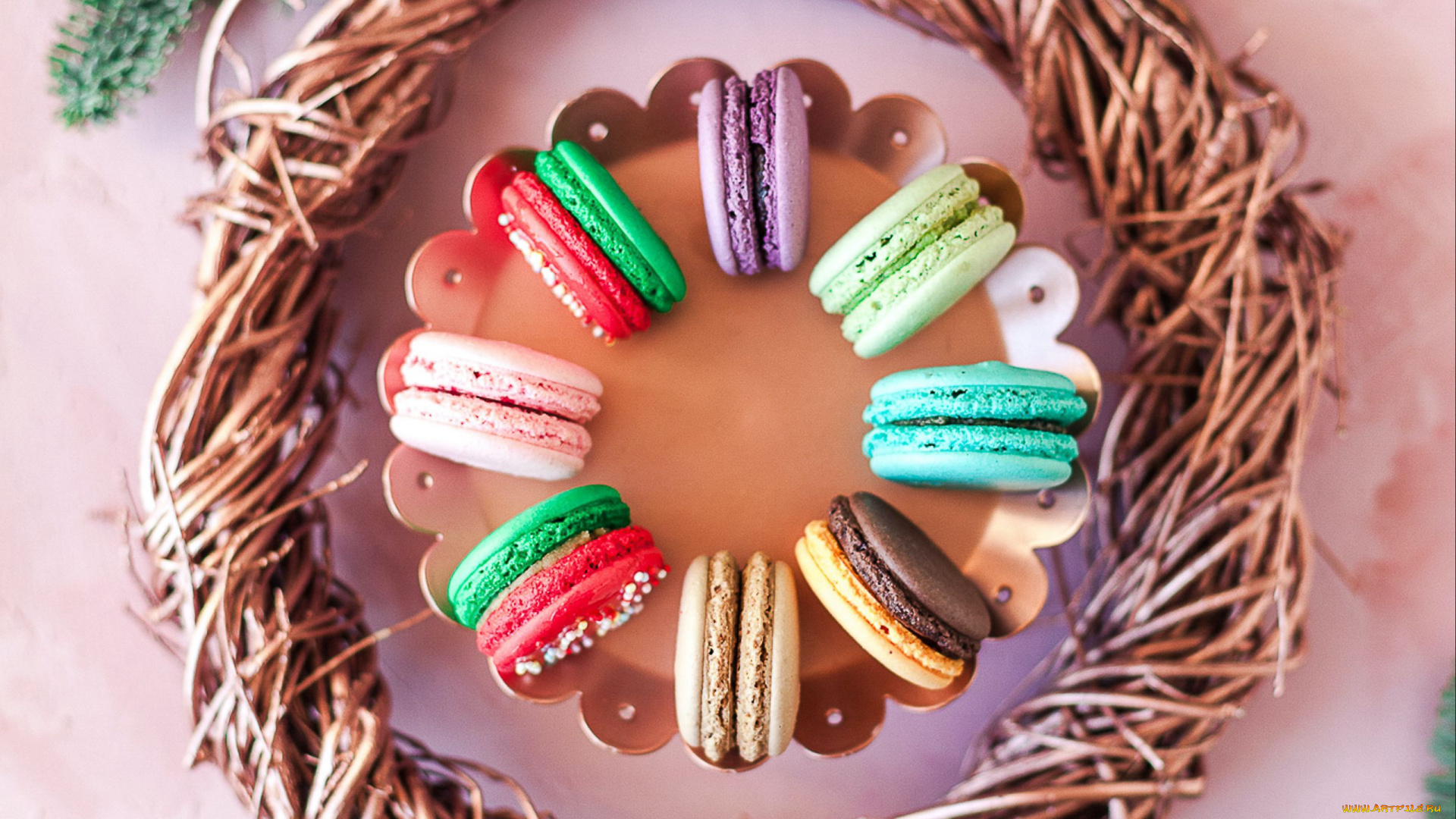 еда, макаруны, лакомство, печенье, ассорти