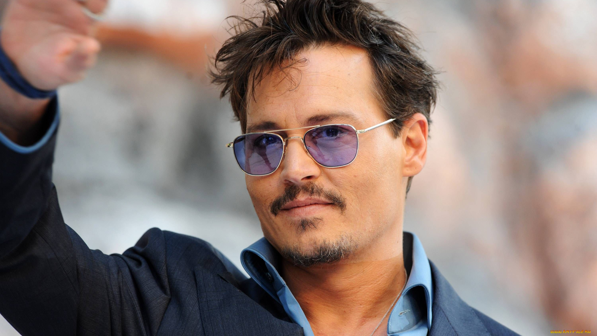 мужчины, johnny, depp, актер, очки, пиджак, жест