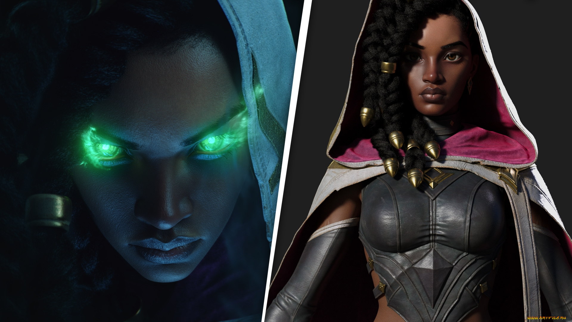 видео, игры, league, of, legends, senna, девушка, косички, капюшон