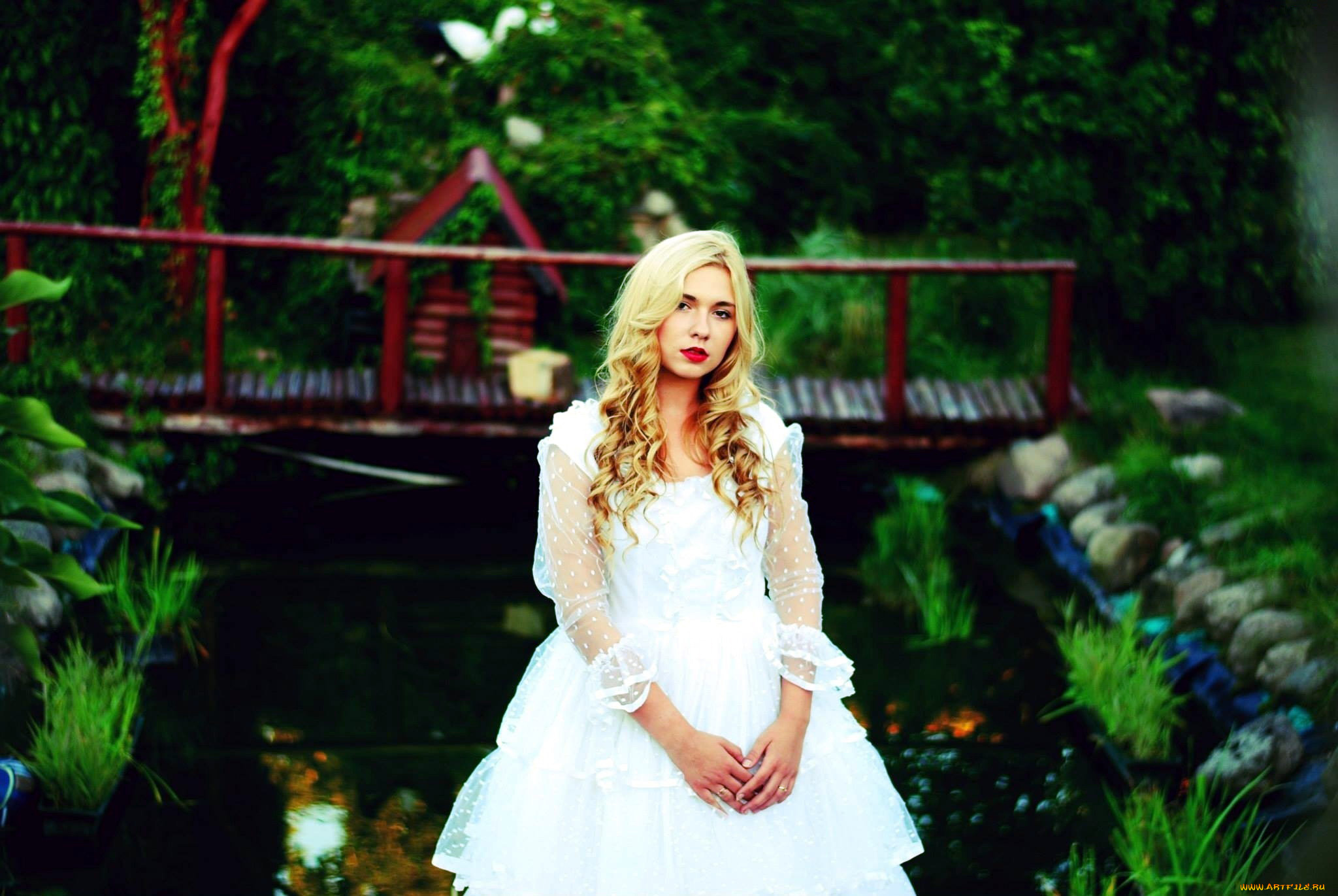 девушки, -, блондинки, , светловолосые, белое, платье, блондинка, локоны