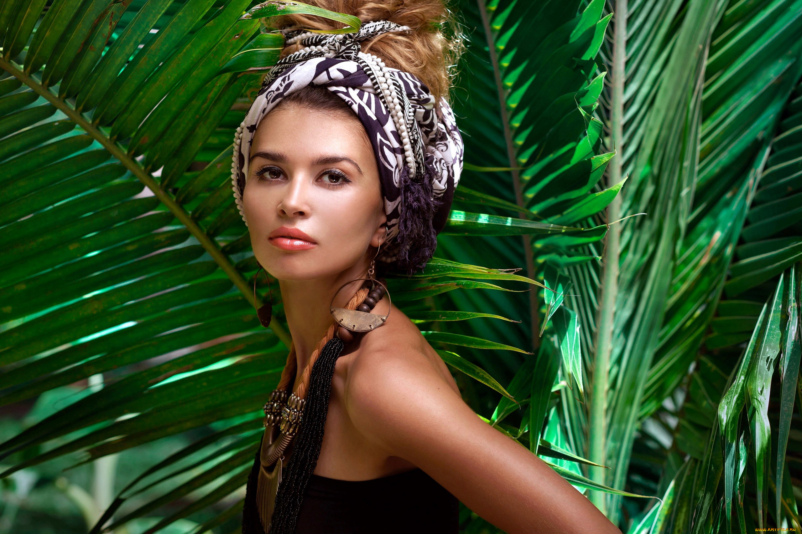 девушки, -, рыжеволосые, и, разноцветные, платок, рыжие, волосы, украшения